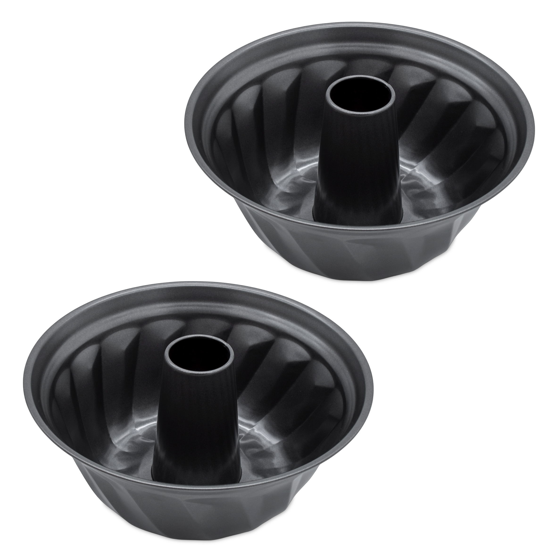 Gugelhupfform rund Ø 26 cm dunkelgrau PFOA-frei - 2er Set - Napfkuchen Backform mit Antihaft-Beschichtung