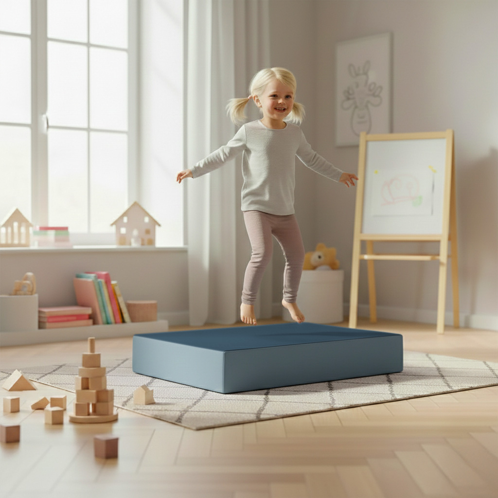 Jump Hüpfpolster 99 x 75 x 18 cm - blau - Hüpfmatratze für Kinder ab 3 Jahre bis 40 kg