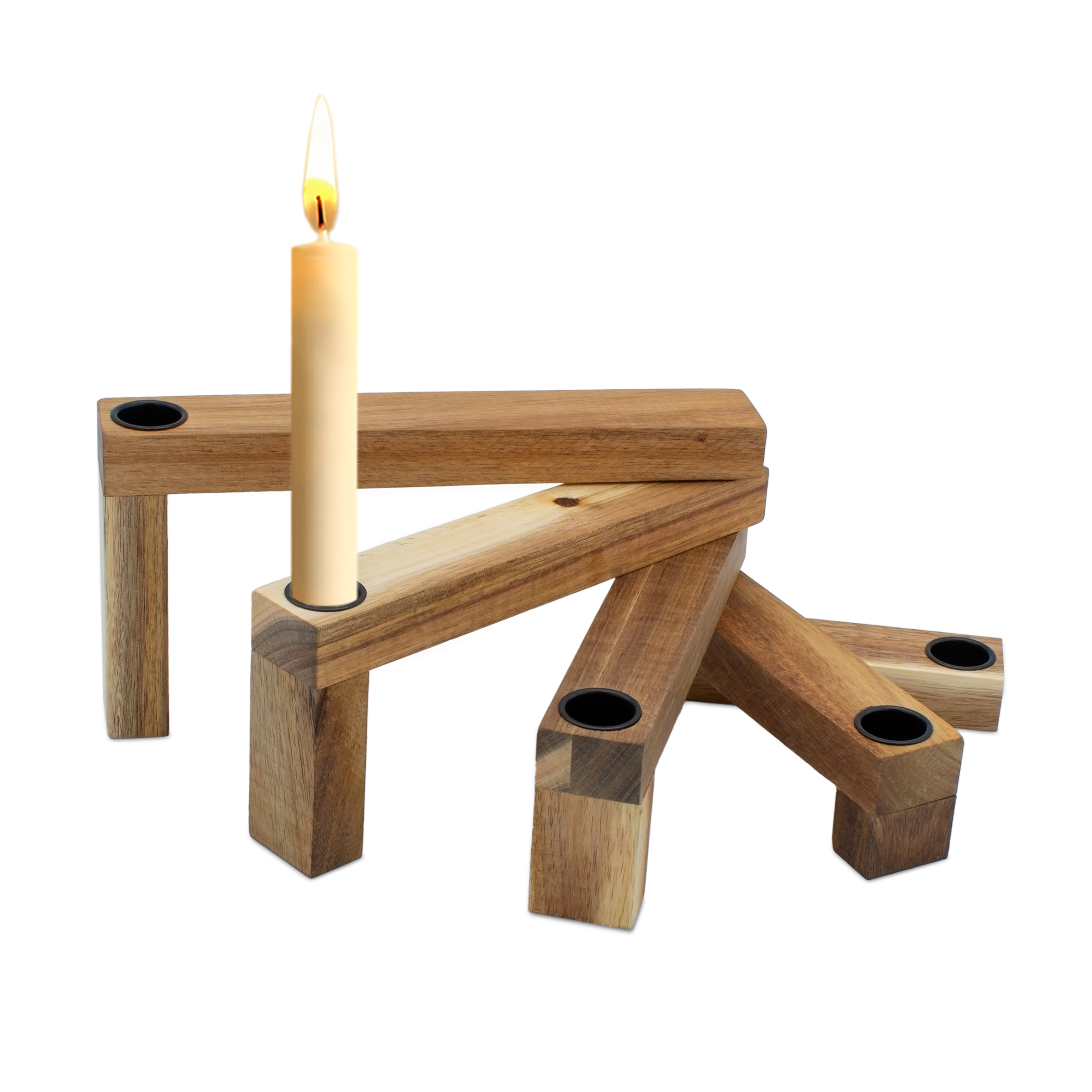 Holz Kerzenständer klappbar für 5 Stabkerzen - 25 cm x 18 cm