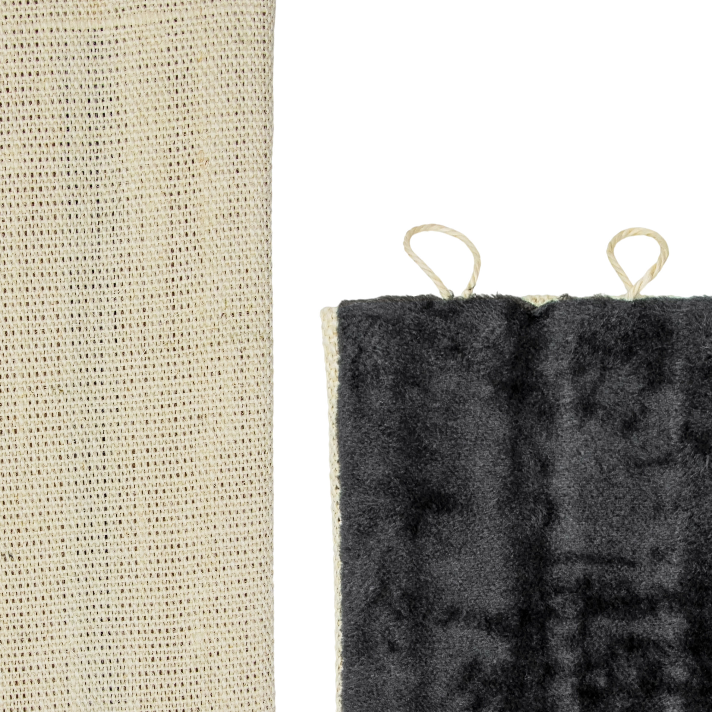 Katzen Kratzbrett mit 2 verschiedenen Seiten - 50 cm oder 80 cm / 1er oder 2er Pack - Sisal und Plüsch Kratzecke zum Legen oder Hängen
