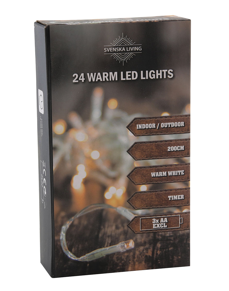 LED Lichterkette 24 LED - 200 cm / Timer