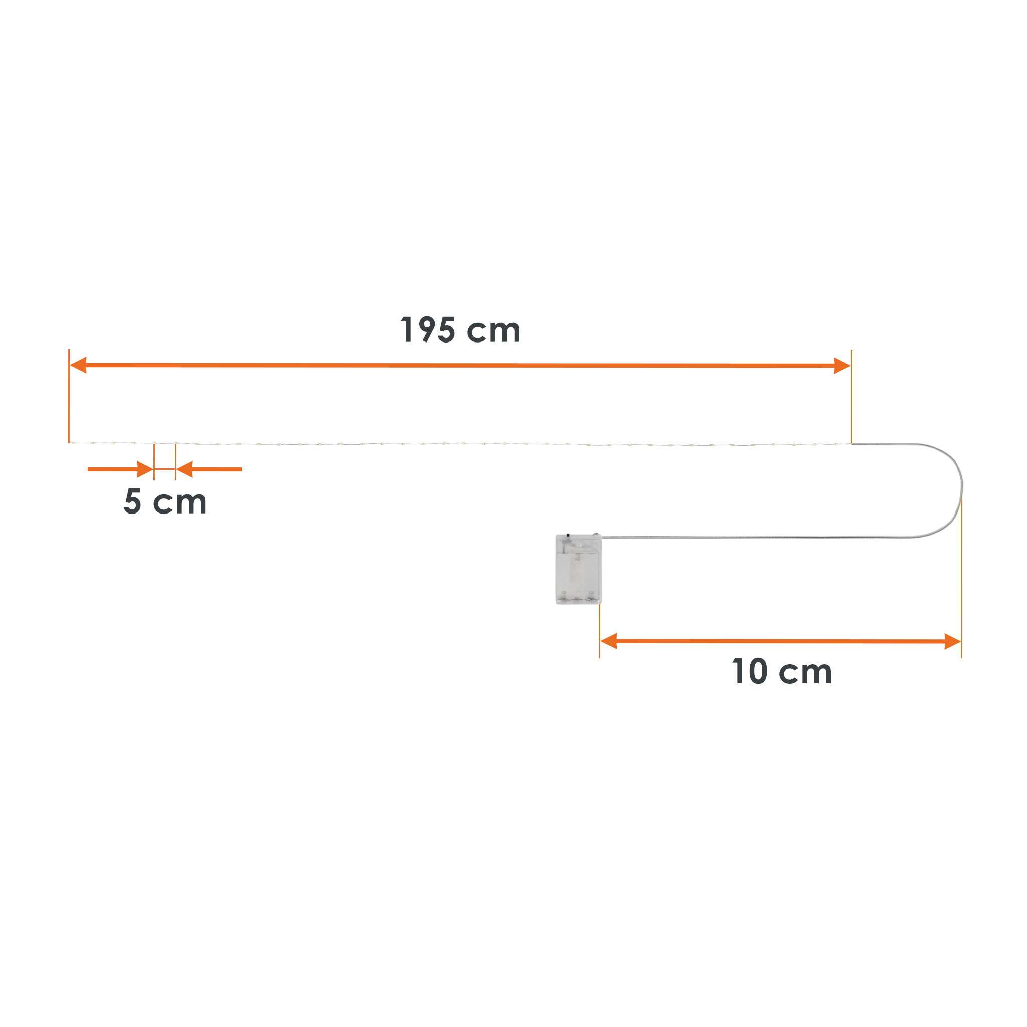 Draht Lichterkette 40 LED / 195 cm - warm weiß - Deko Beleuchtung für Außen und Innen