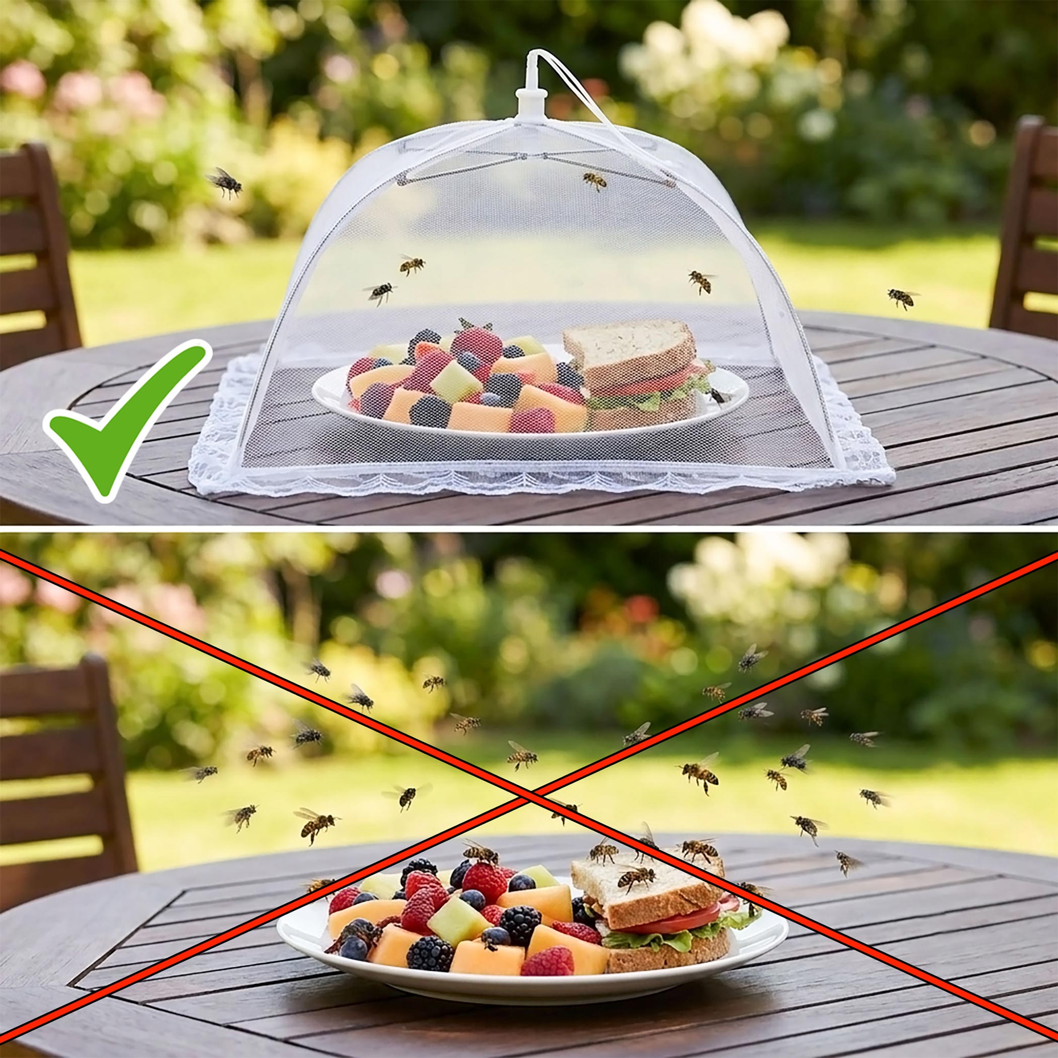 Insekten Schutzhaube 30 x 30 cm weiß - 8er Set - Lebensmittel Abdeckhaube faltbar