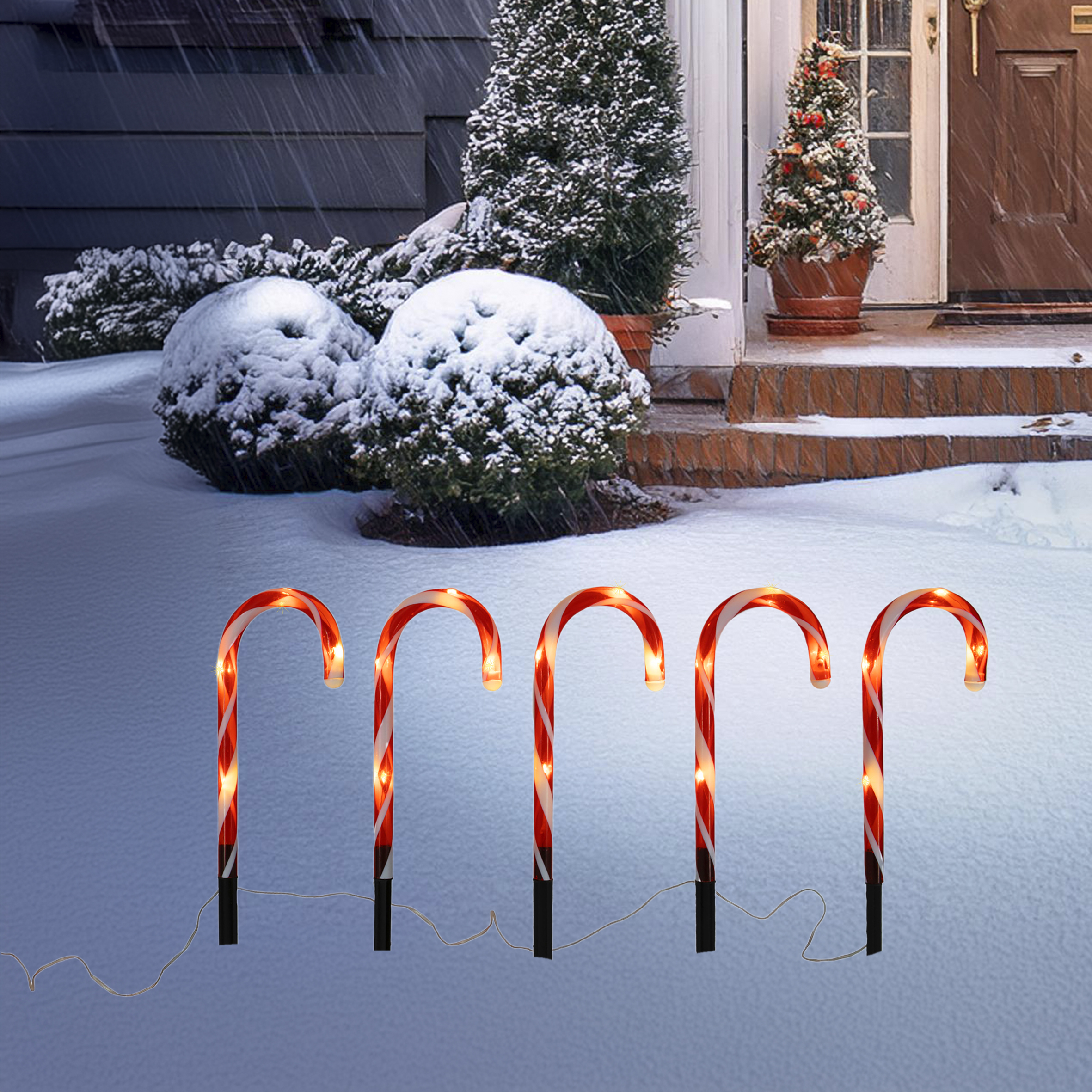 LED Zuckerstange Leuchtstecker 38 cm mit Timer - 5er Set