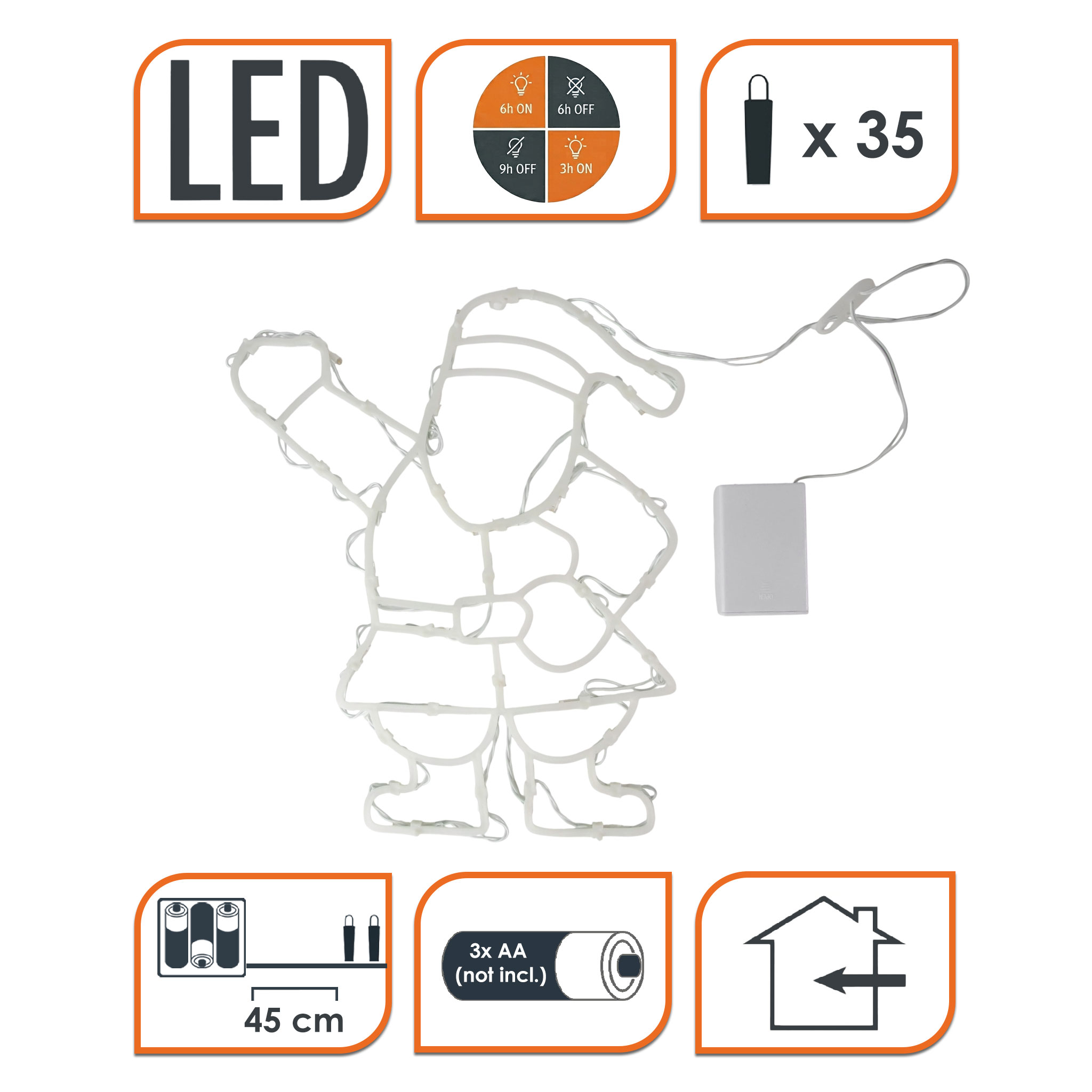 LED Fenster Silhouette mit Dual Timer - 4 Motive in 2 Größen - Deko Weihnachts Beleuchtung Batterie betrieben