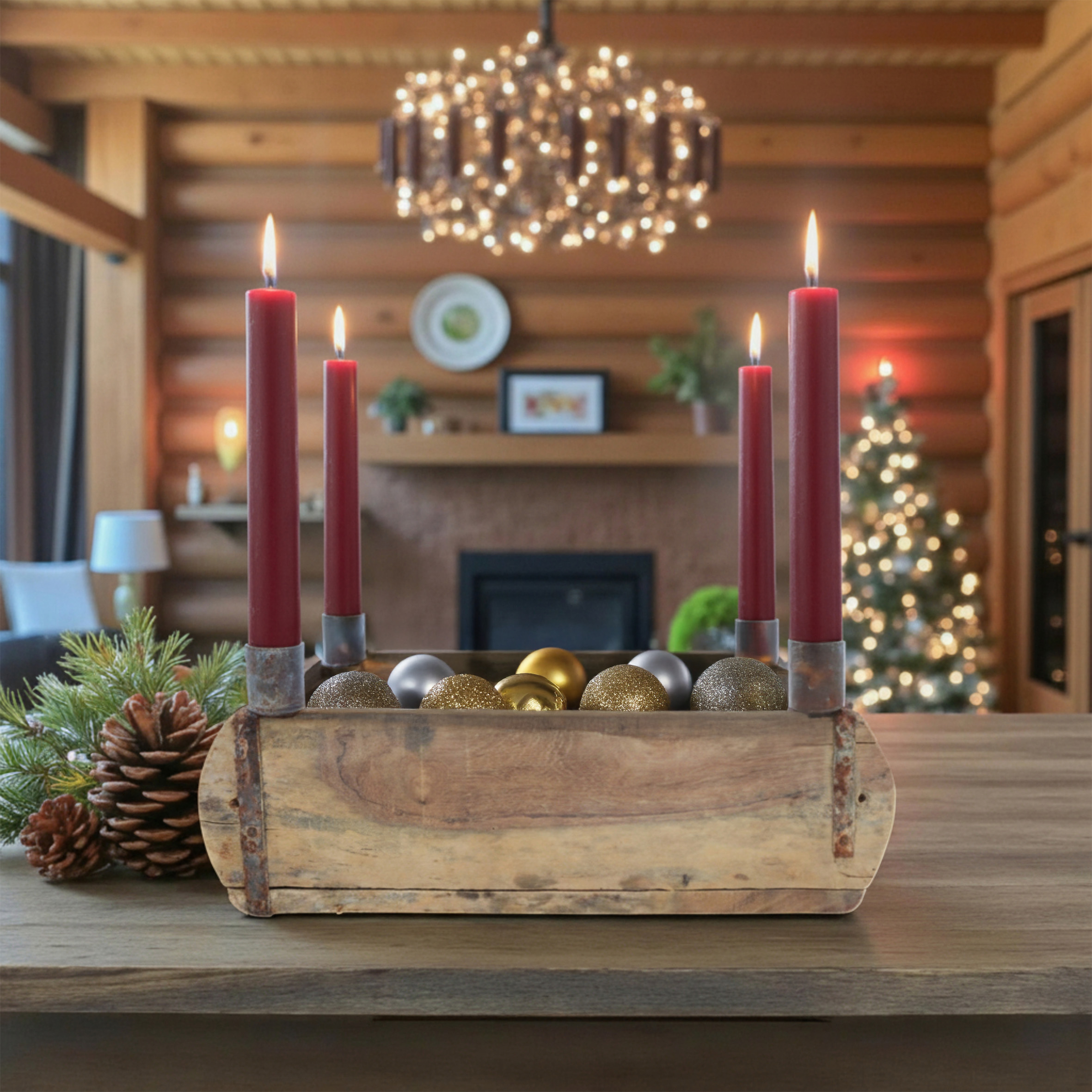 Adventsleuchter in Ziegelform für Stabkerzen - 30 x 15 cm
