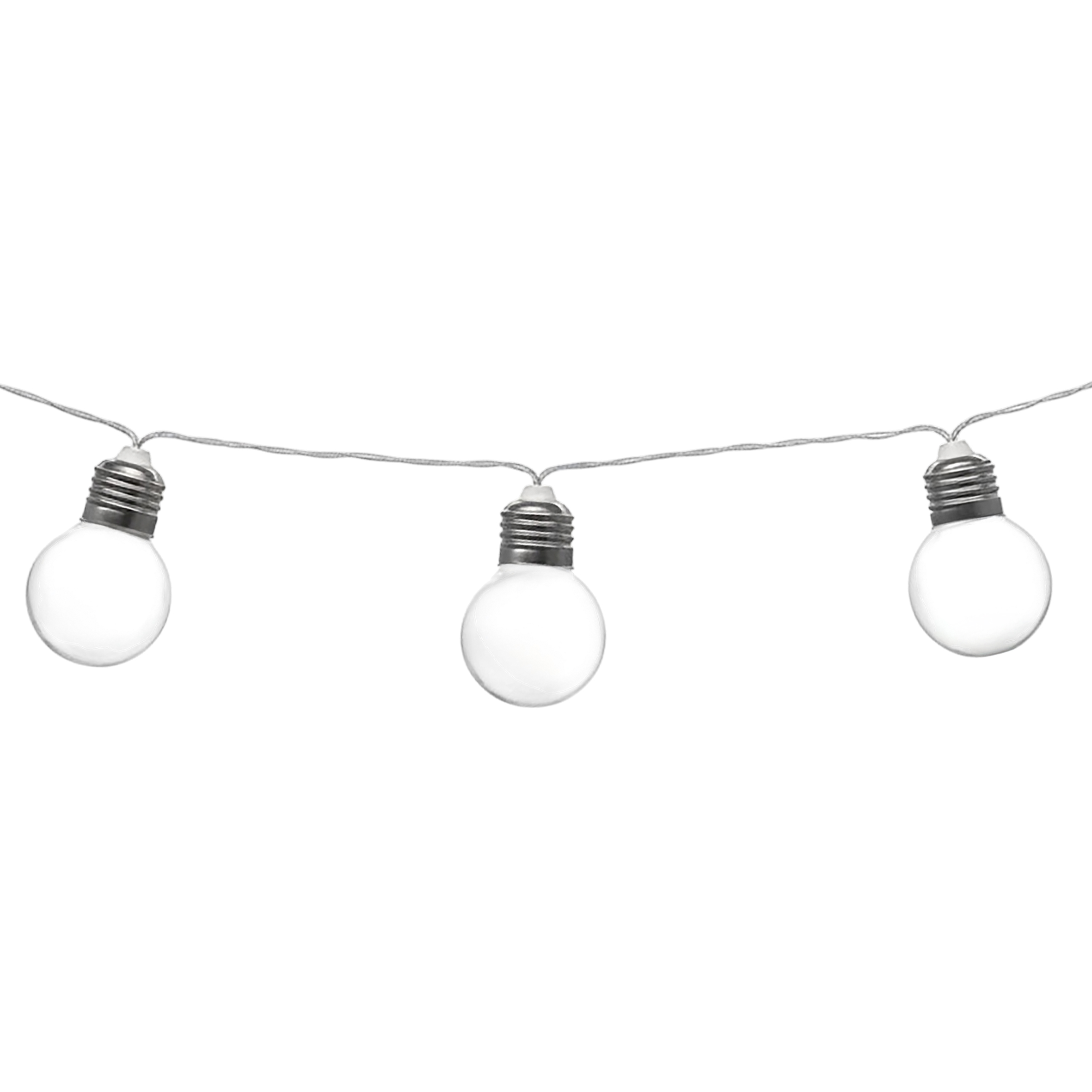 Lichterkette mit 8 LED Glühbirnen für Außen und Innen batteriebetrieben - 110 cm - Garten Dekobeleuchtung mit transparenten Lampen