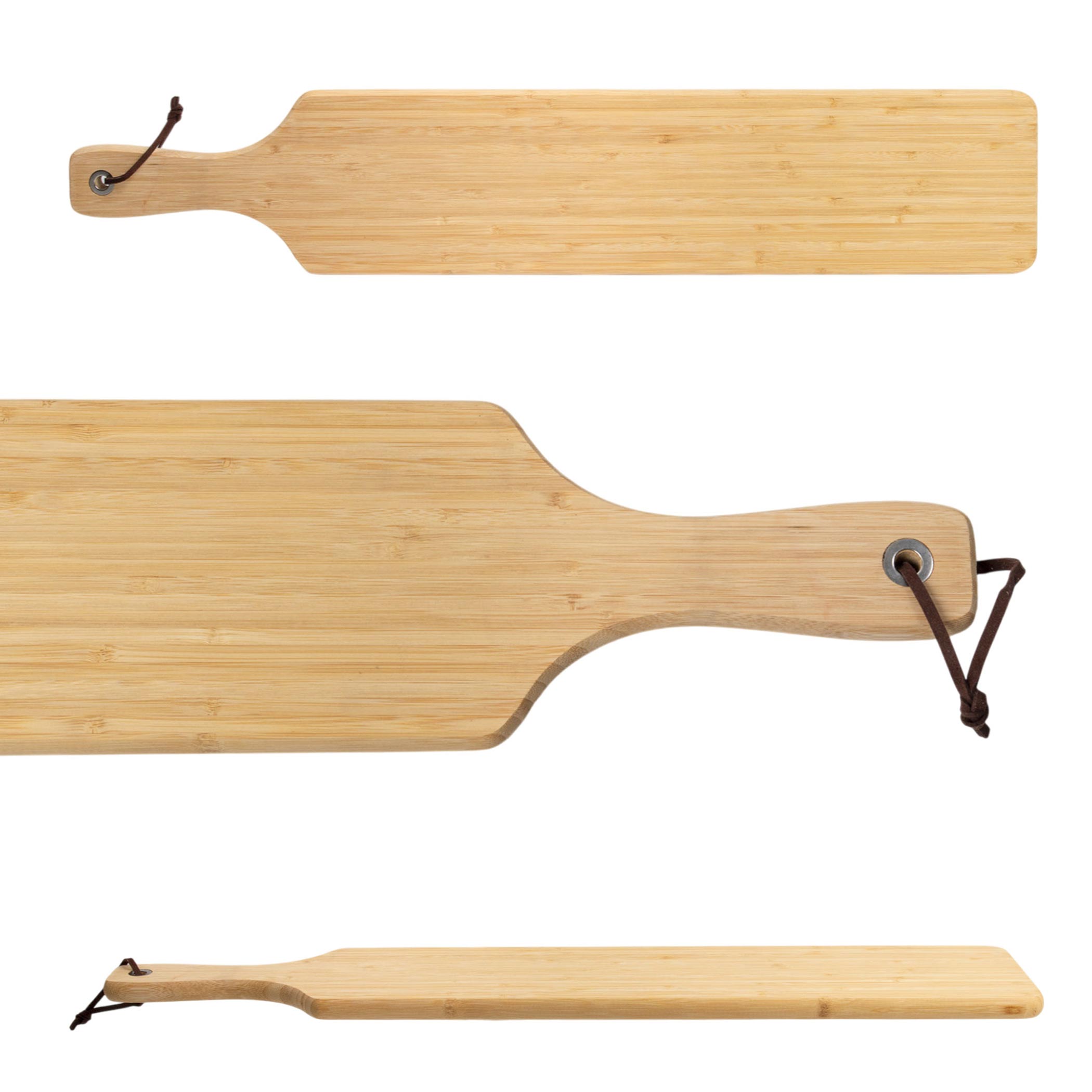 Bambusholz Servierbrett natur lebensmittelecht - 75 x 14 cm - Massivholz Tapasbrett rechteckig mit Griff