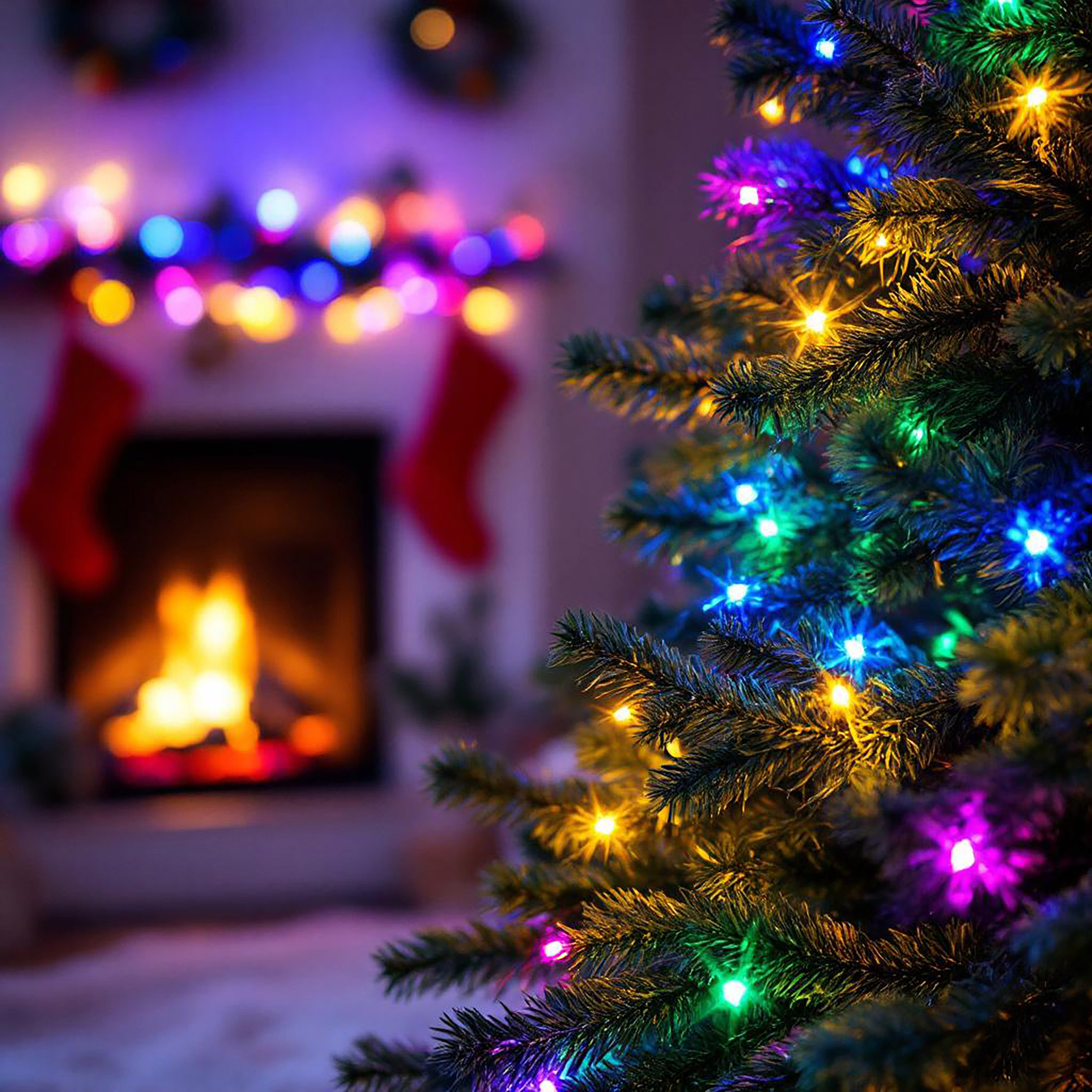 Außen Büschel Lichterkette mit Timer 500 LED auf 11 m - soft bunt - Cluster Weihnachtslichterkette warmweiß mit 8 Funktionen und Stecker