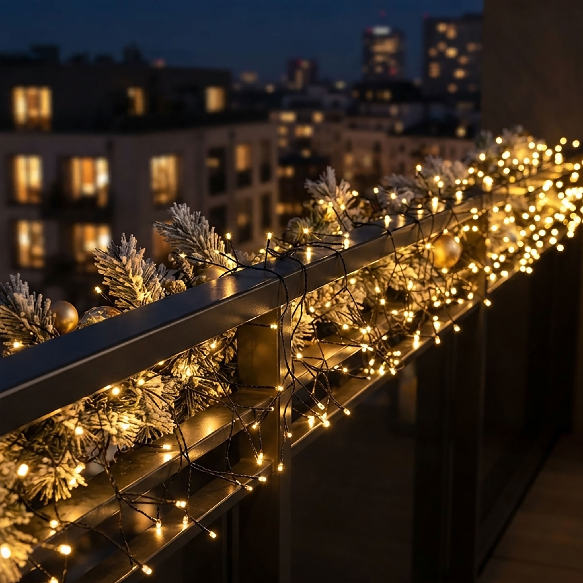 Draht Lichterkette warm weiß mit Timer und 8 Funktionen - 480 LED - Leuchtdraht schwarz 6 m für Außen und Innen mit Netzstecker