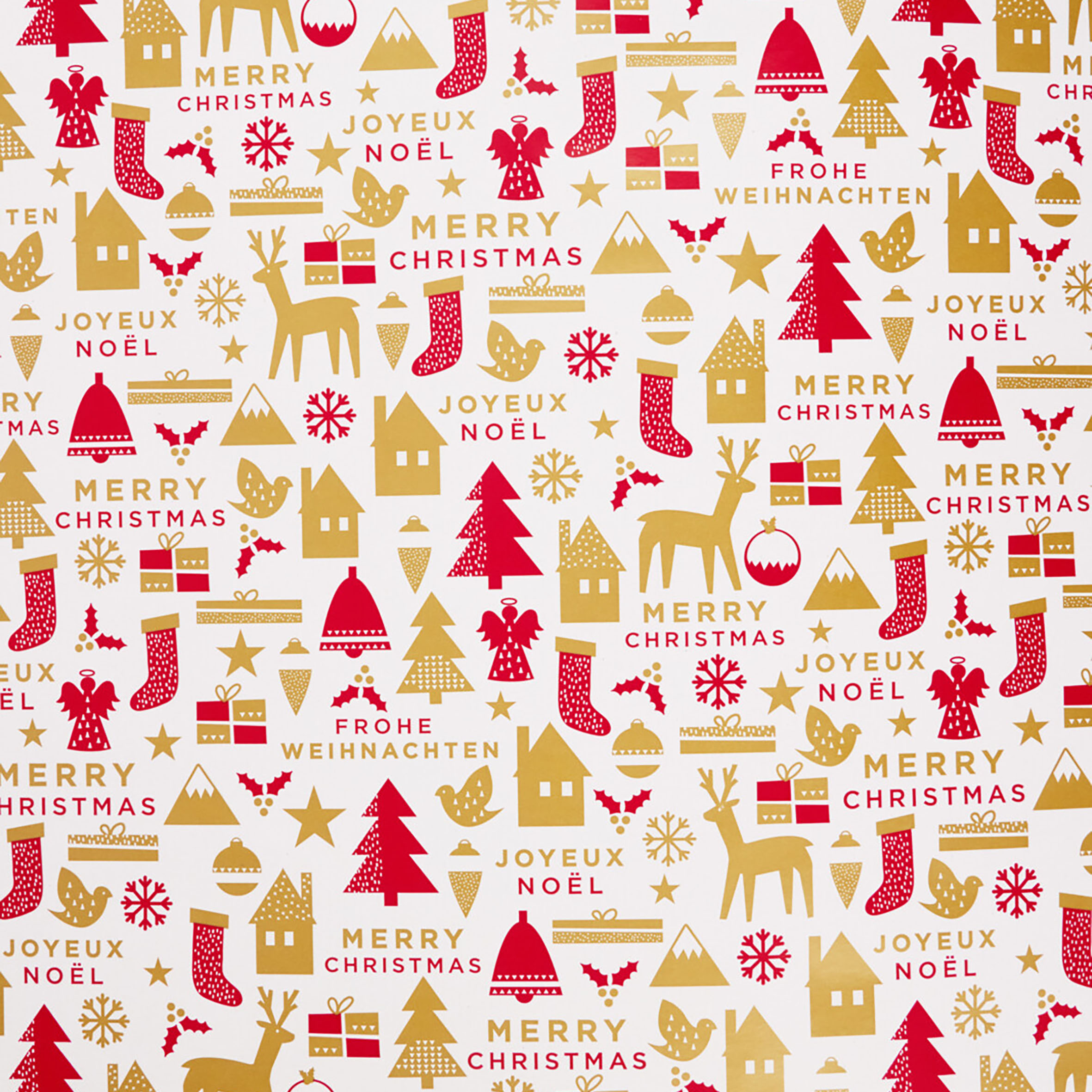 Weihnachts Geschenkpapier 500 x 100 cm mit festlichen Motiven - 4 Stück - XXL Weihnachtsgeschenk Papierrolle 5 Meter bunt