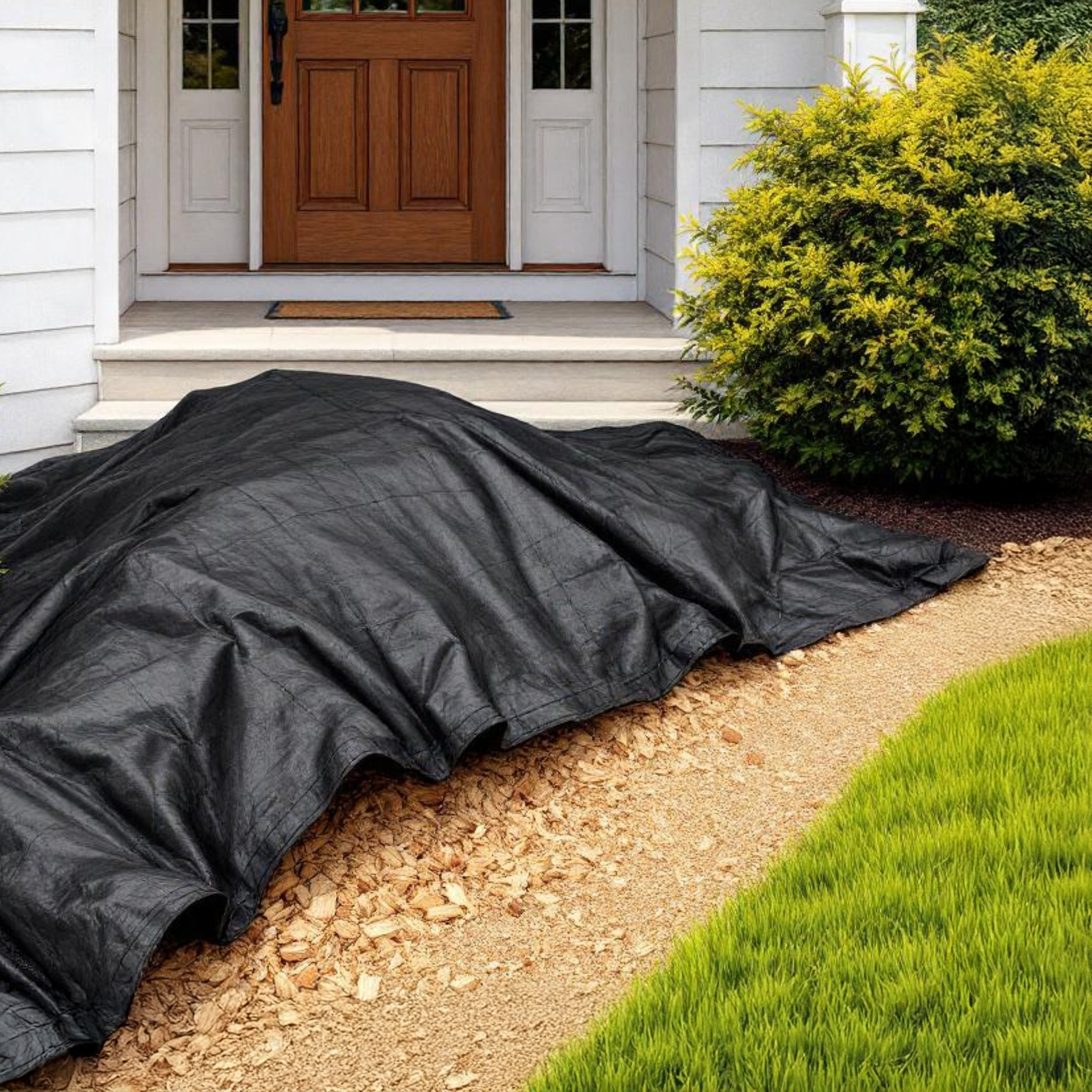 Camping Bodenplane schwarz mit Ösen - 400 x 300 cm - Outdoor Gewebeplane für Zelte wasserdicht