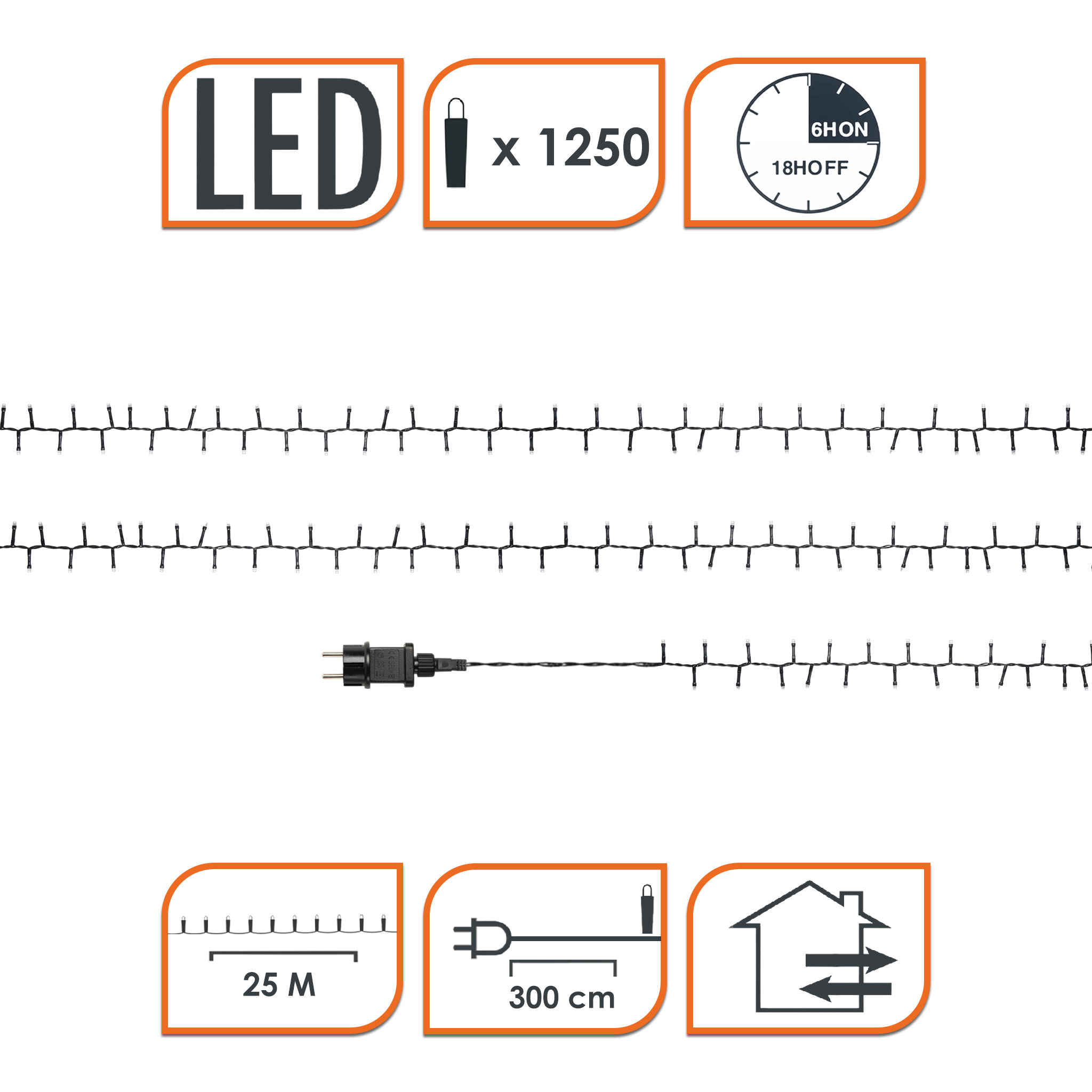 Lichterkette auf Trommel - 3 Größen - Micro Cluster LED extra warmweiß
