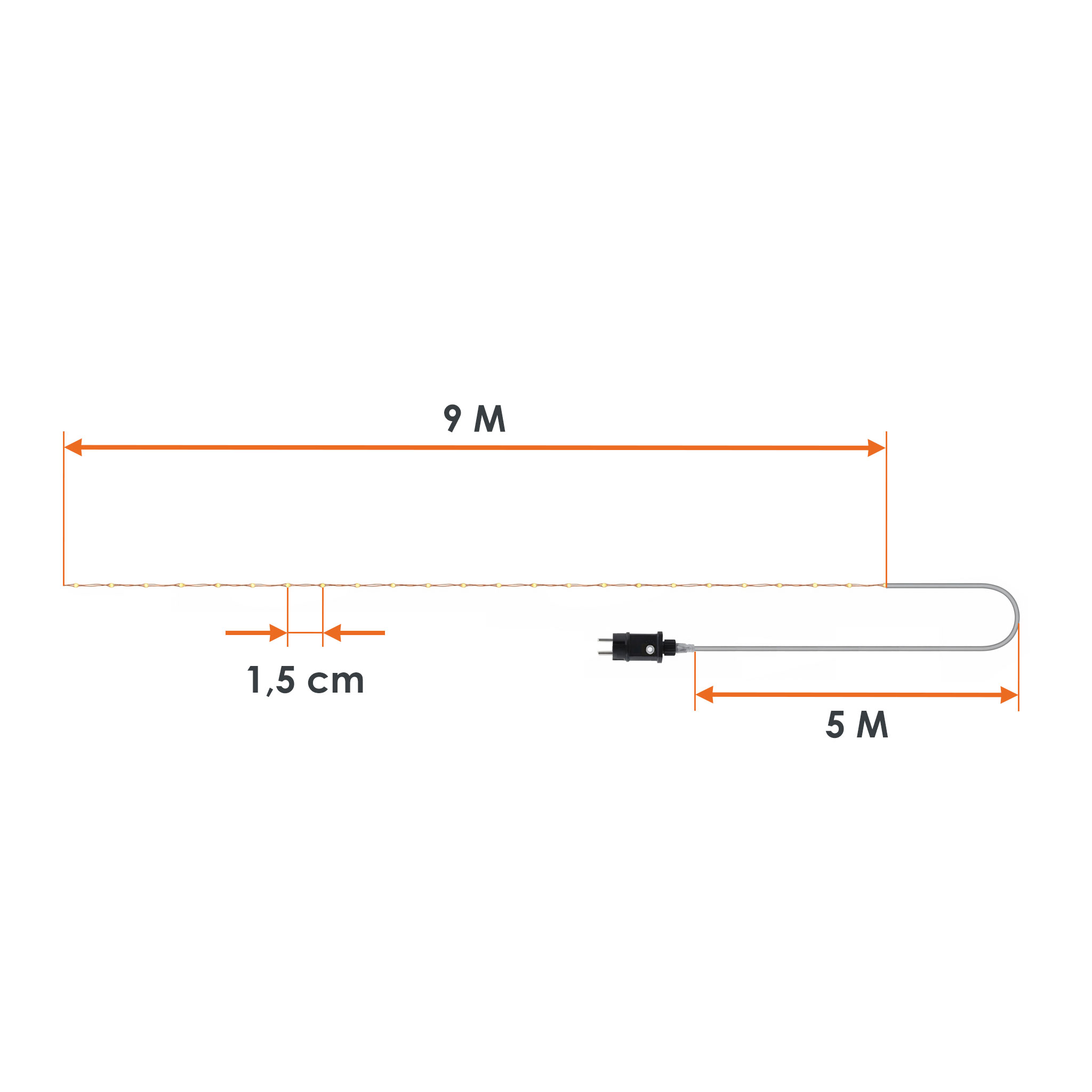Draht Lichterkette warm weiß extra dicht mit Timer und Funktionen - 567 LED - Leuchtdraht silber 9 m für Außen und Innen mit Netzstecker