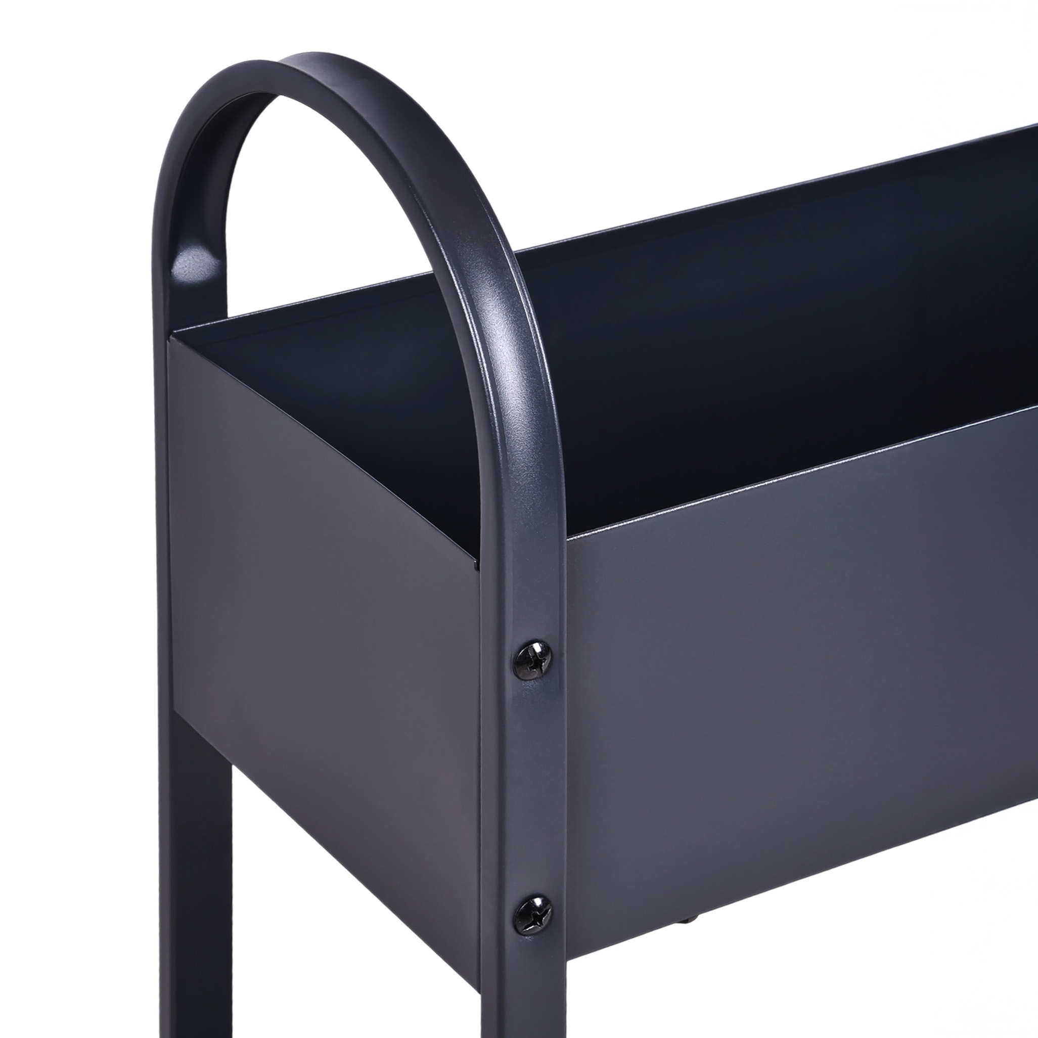 Metall Etagen Hochbeet anthrazit pulverbeschichtet - 60 x 22 cm - Frühbeet aus Eisen dunkelgrau mit 2 Pflanzkästen