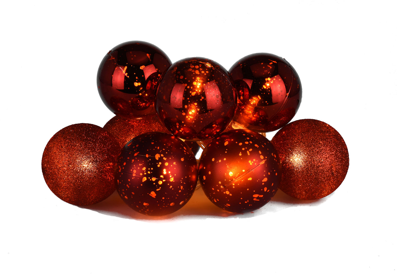 LED Christbaumkugel Lichterkette - 230 cm - Weihnachtsbaum Kugel rot beleuchtet