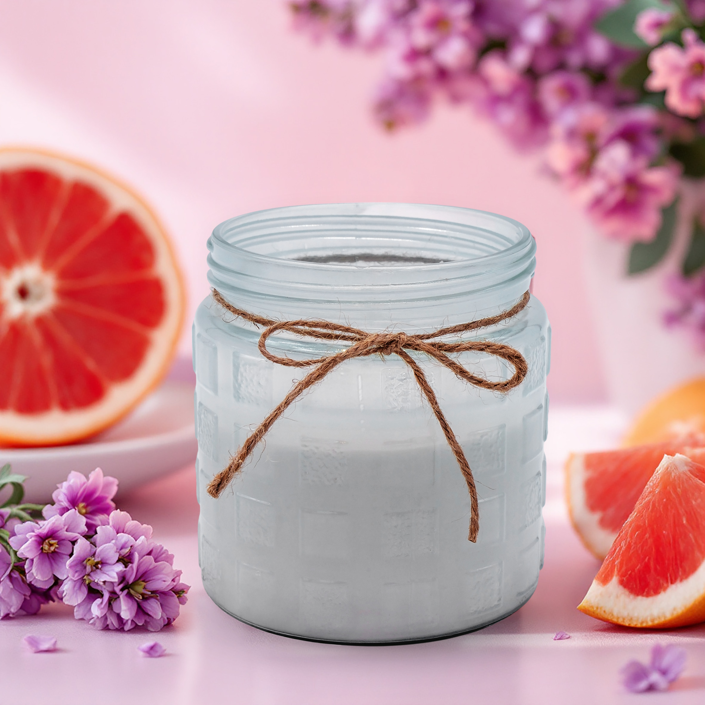 XL Duftkerze im Glas mit Flieder Grapefruit Duft - 3er Set - Aromakerze 12 x 11 cm mit 28 Stunden Brenndauer