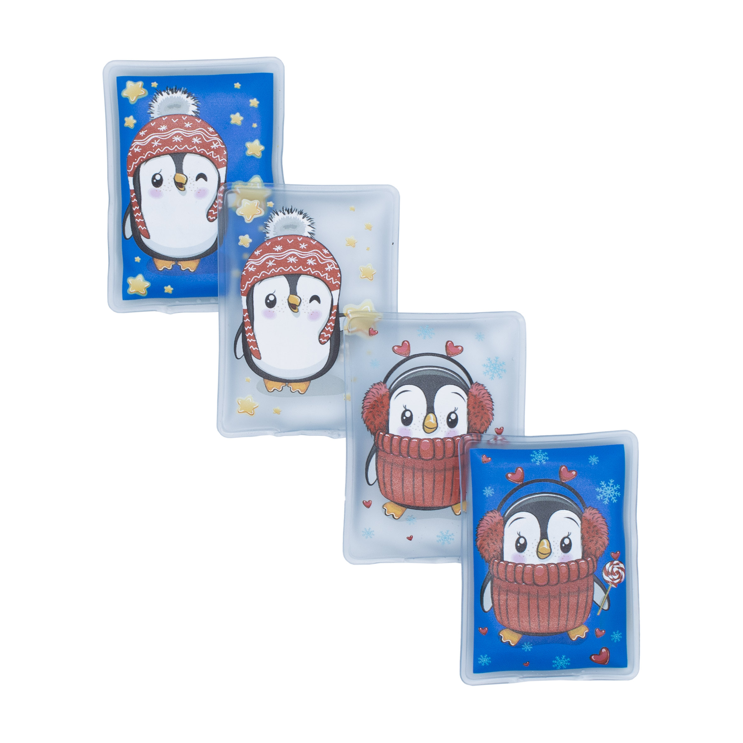 Taschenwärmer wiederverwendbar 4er Set - PINGUINE eckig - Kinder Handwärmer für unterwegs