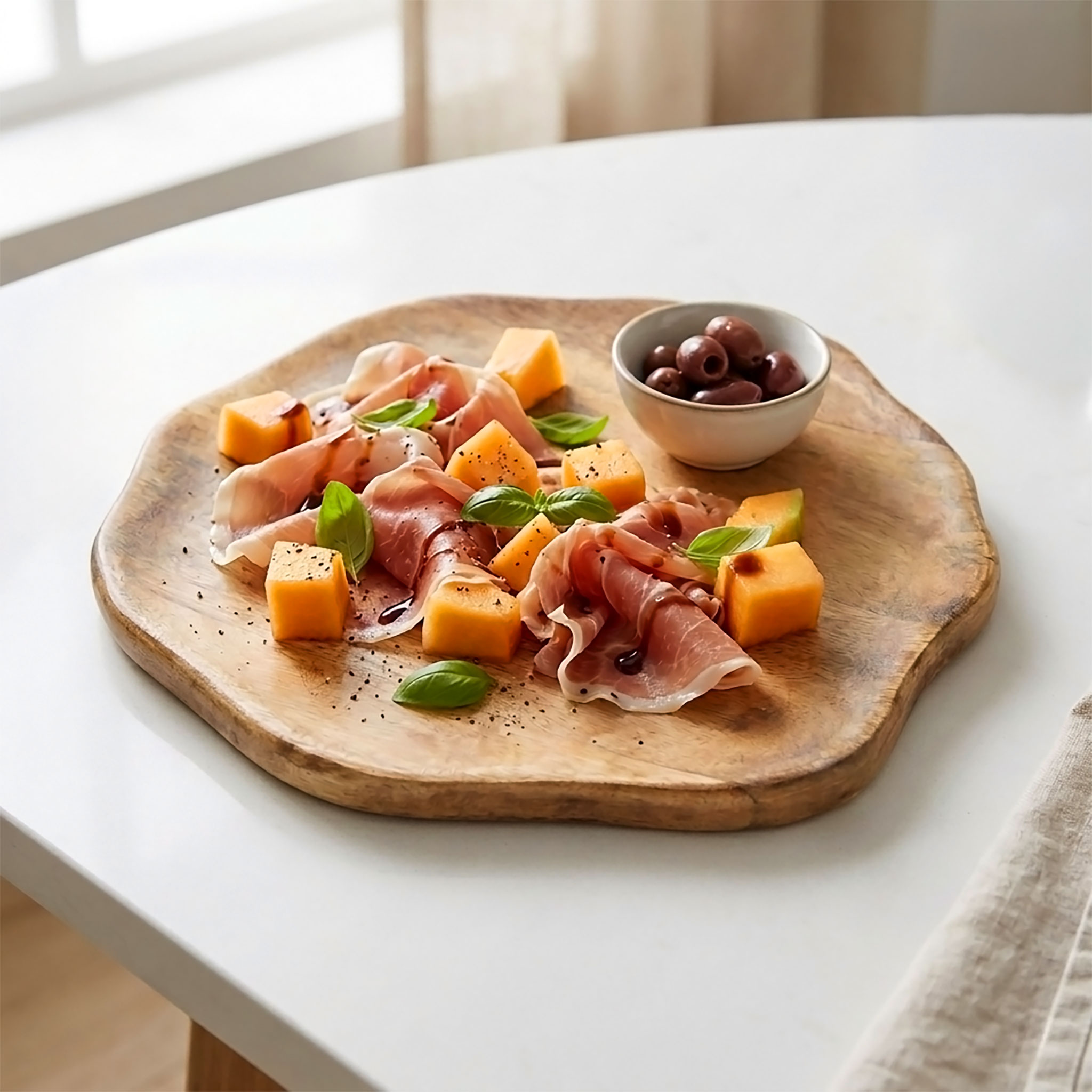 Mango Servierplatte lebensmittelecht mit Naturkante - 30 cm - Holz Tablett rustikal mit natürlicher Form