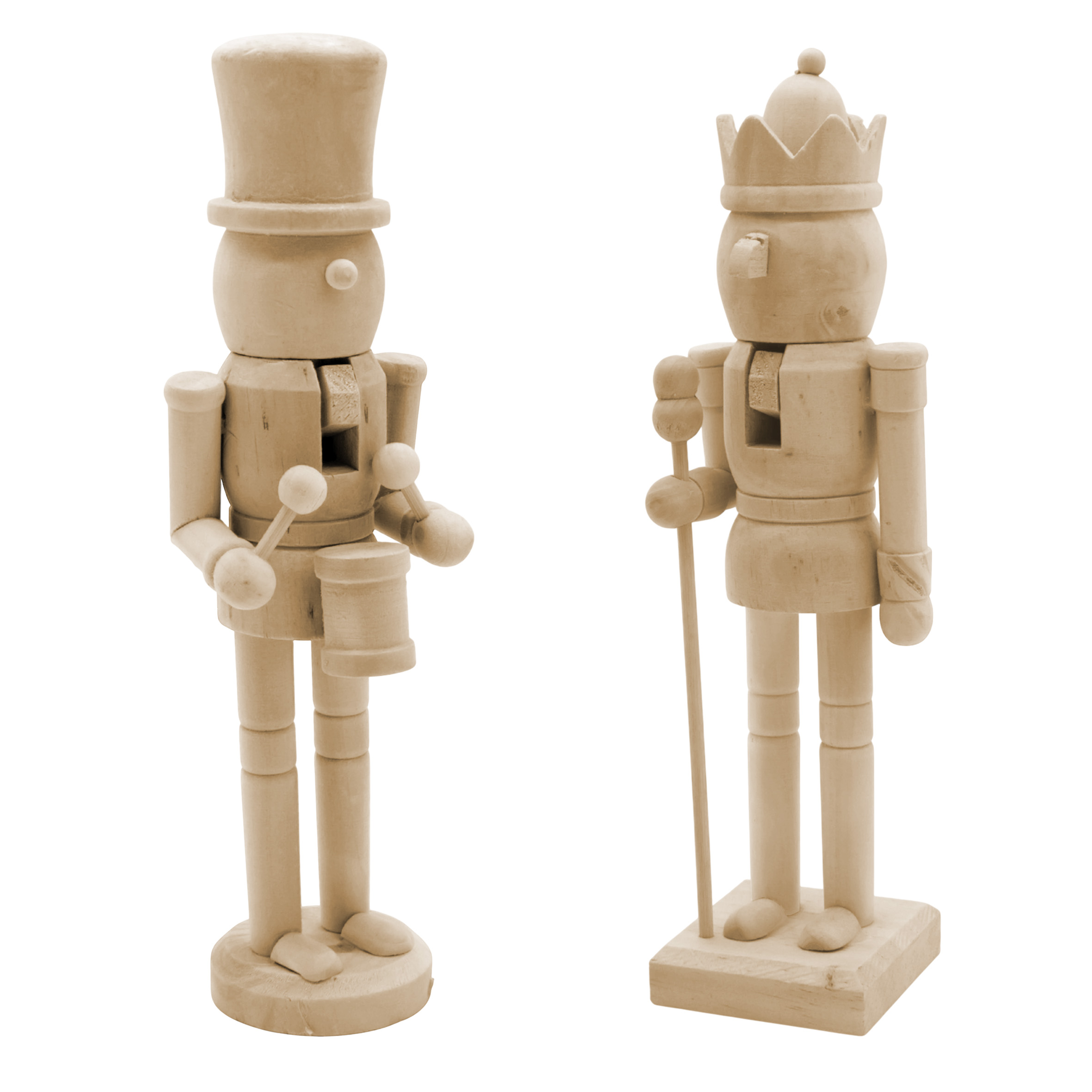 Nussknacker 26 cm aus Holz zum Selbstgestalten - 2er Set - Weihnachts Dekofigur zum Bemalen