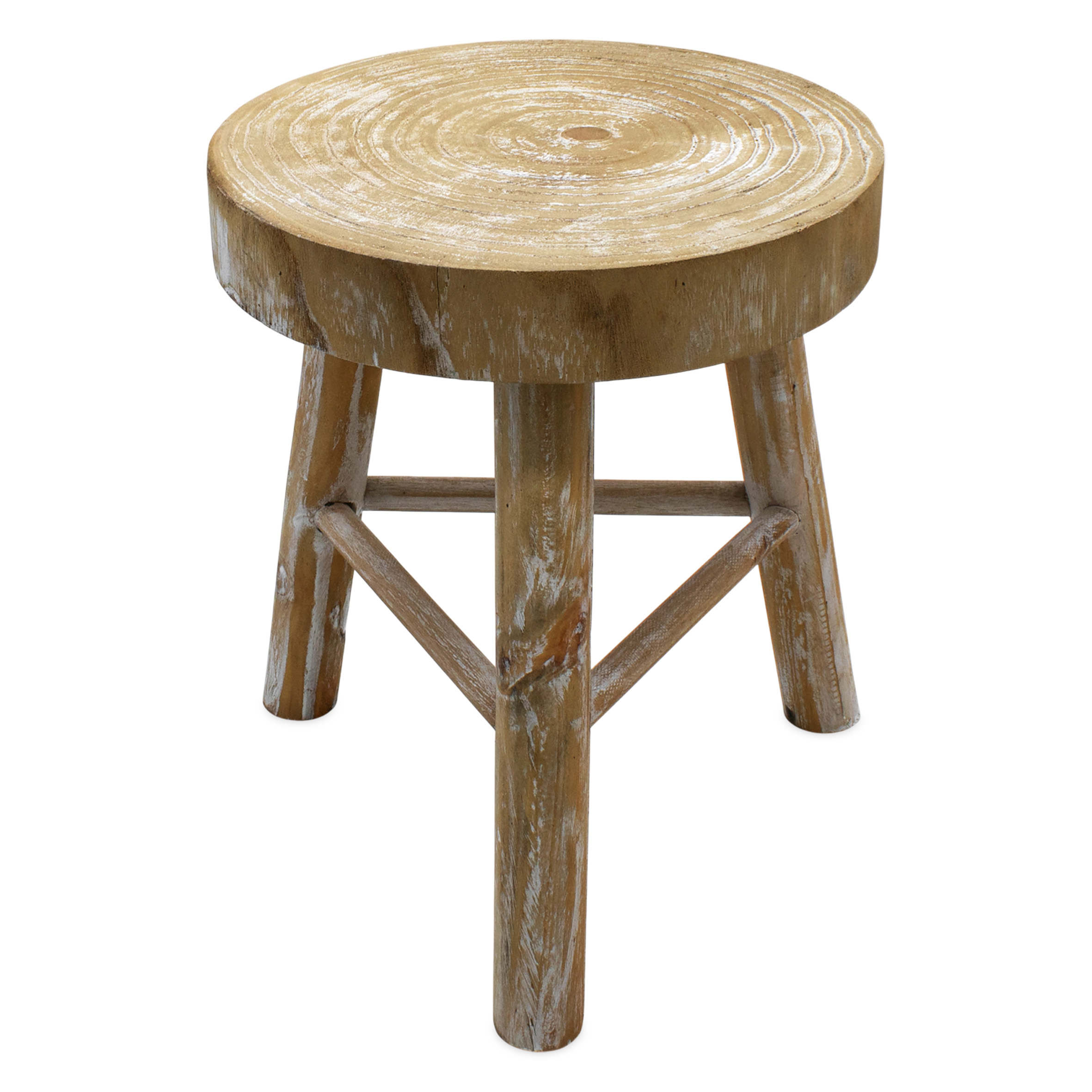 Holz Blumenhocker mit 3 Beinen white washed - Ø 35 cm
