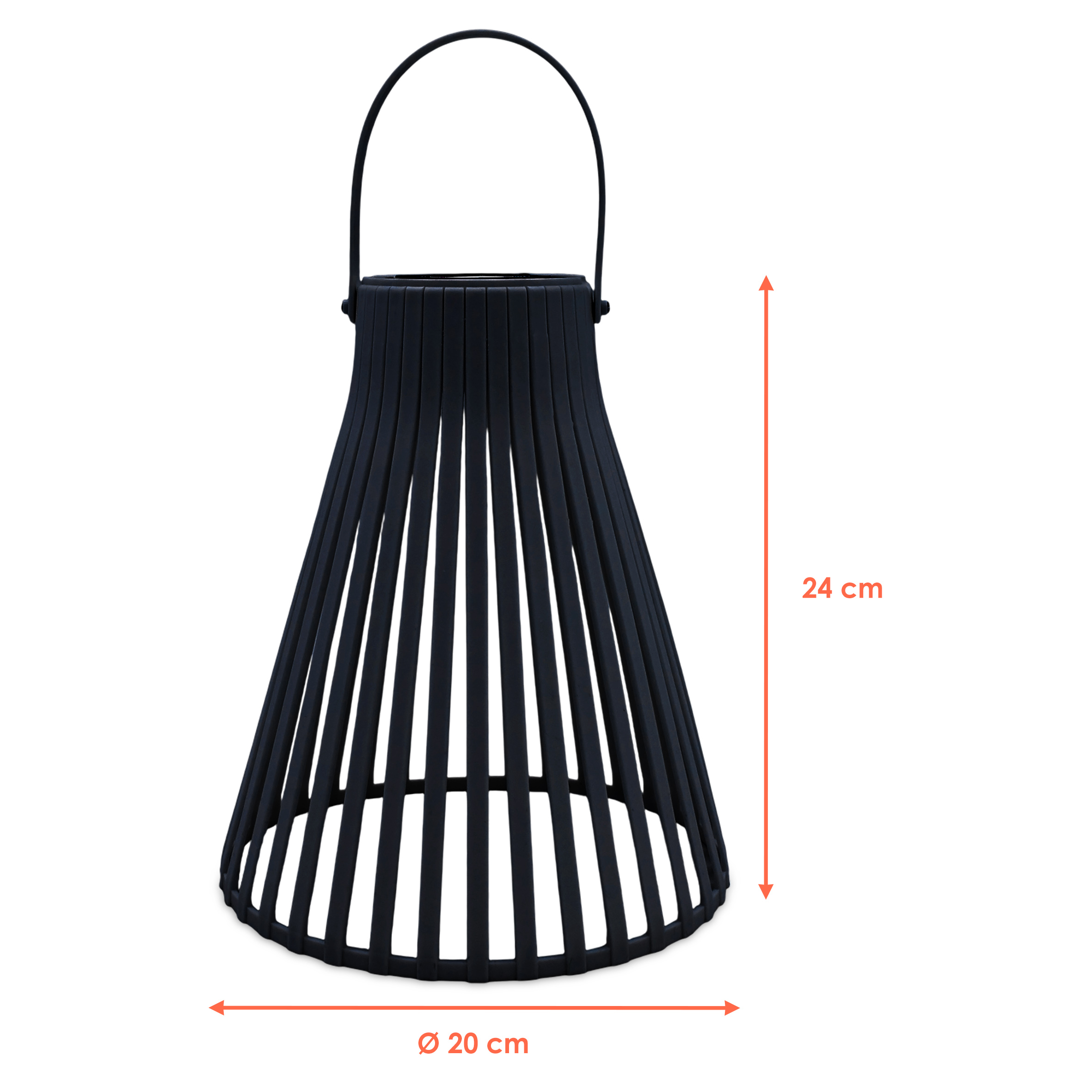 Solar Laterne schwarz in Trichterform - 23 cm - Gartenleuchte in warm weiß