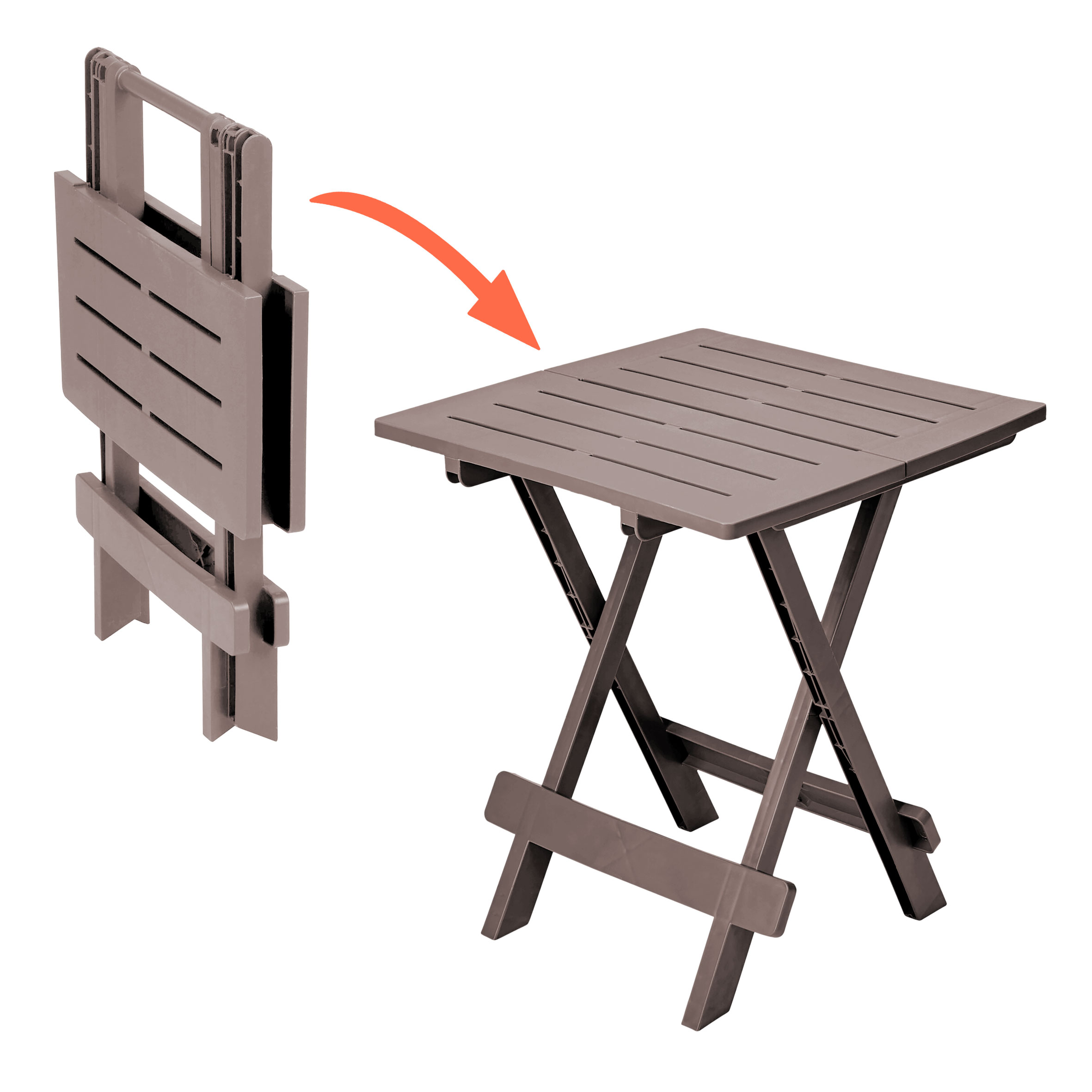 Kunststoff Klapptisch 45 x 43 cm - braun - Garten Beistelltisch klappbar