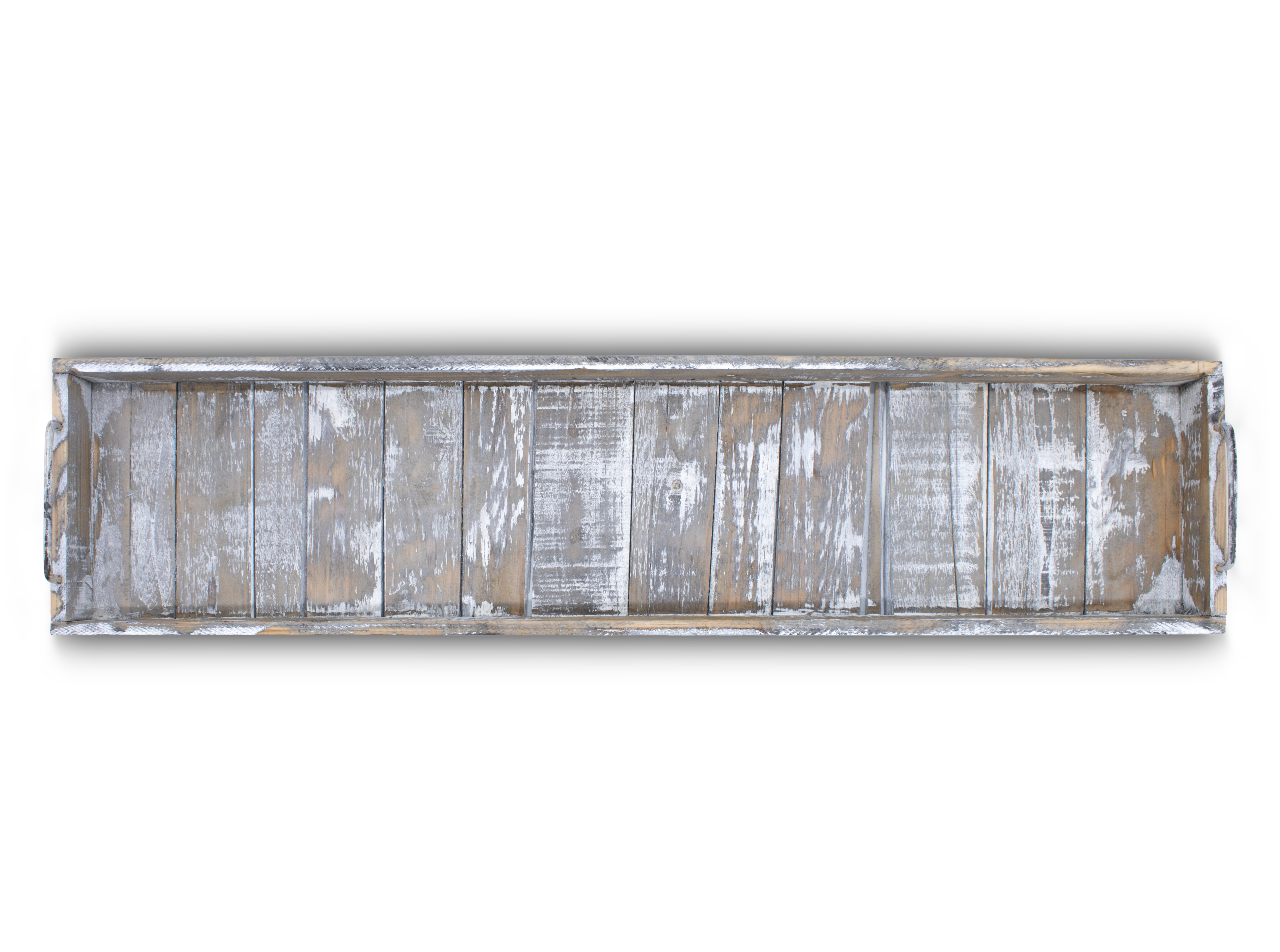 Holz Deko Tablett XXL Used Look mit Griffen aus Metall - 90 x 20 cm