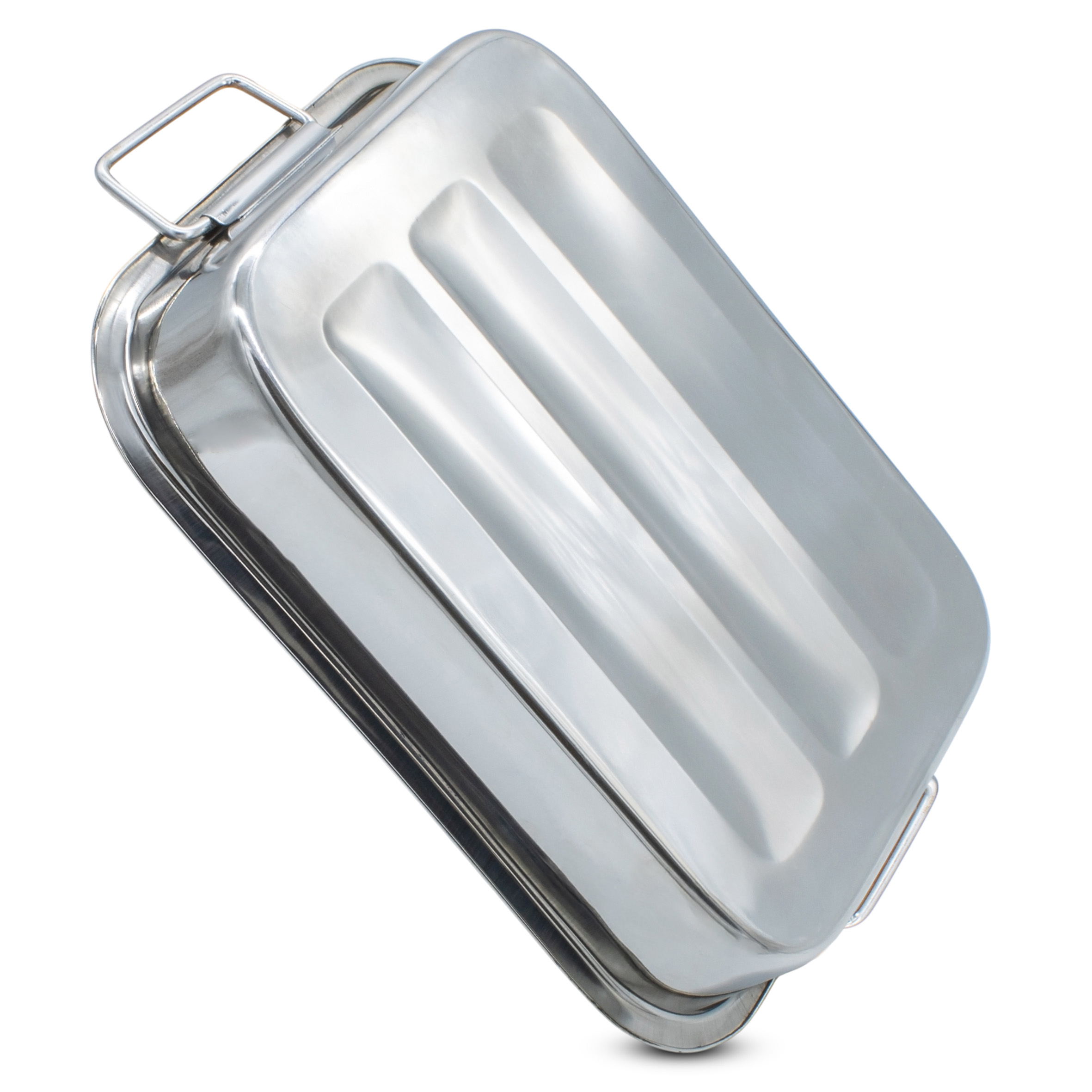 Edelstahl Bräter mit entnehmbaren Grillrost - 32 x 24 cm - Auflaufform mit Griffen und Rost für Grill und Ofen