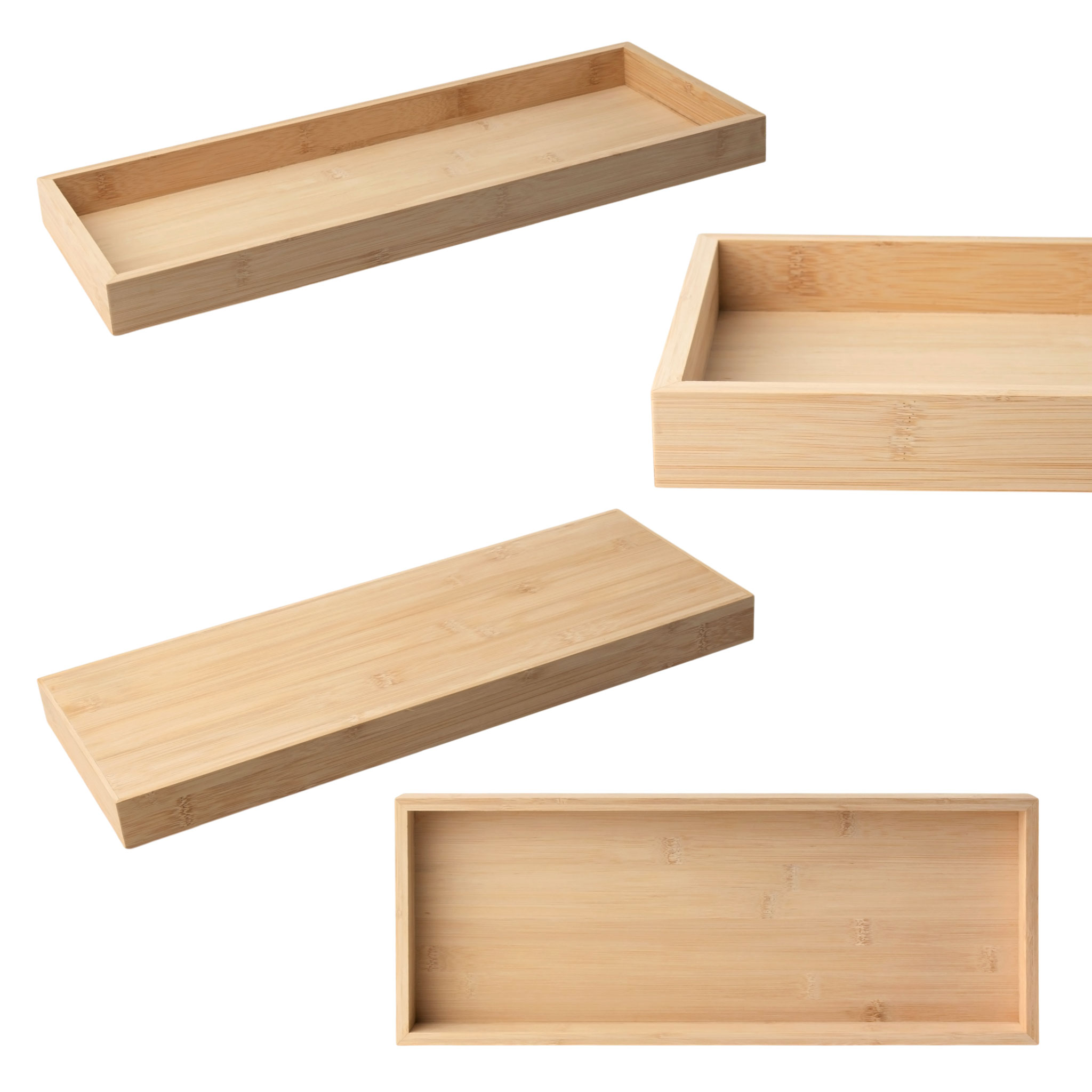Bambus Kerzentablett rechteckig mit Rand - 46 x 18 cm - Deko Holztablett naturbelassen für Kerzen und Deko
