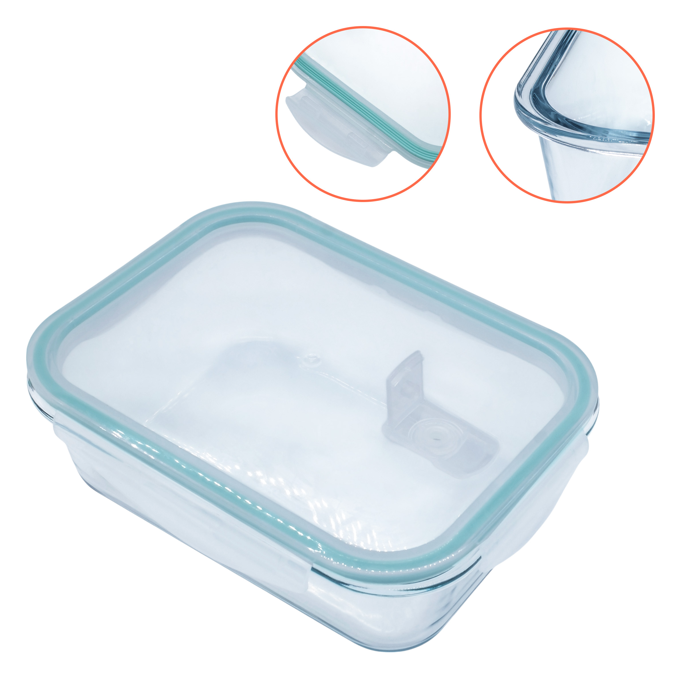 Glas Frischhaltedose mit Kunststoff Deckel - 1480 ml - Meal Prep Lebensmittelbox Mikrowellen geeignet
