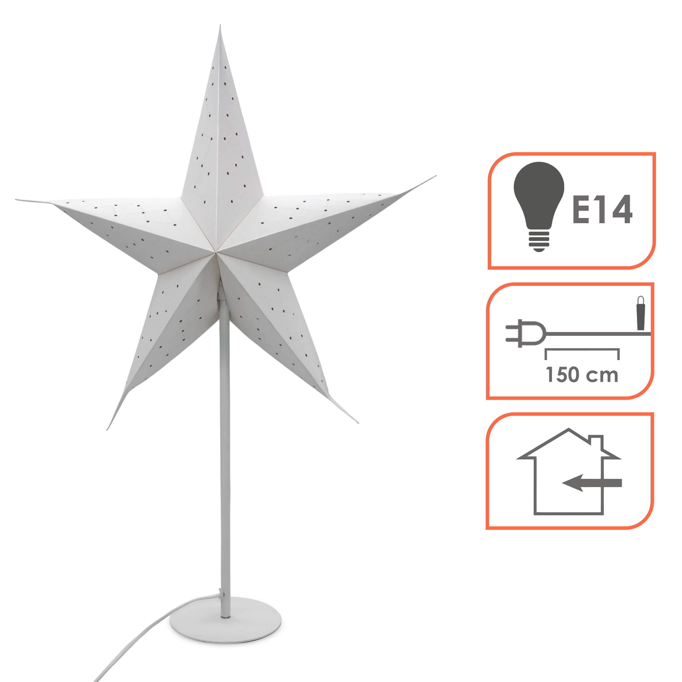 Weihnachtsstern Tischlampe - 68x44 cm - Fenster Deko Stern Tischleuchte