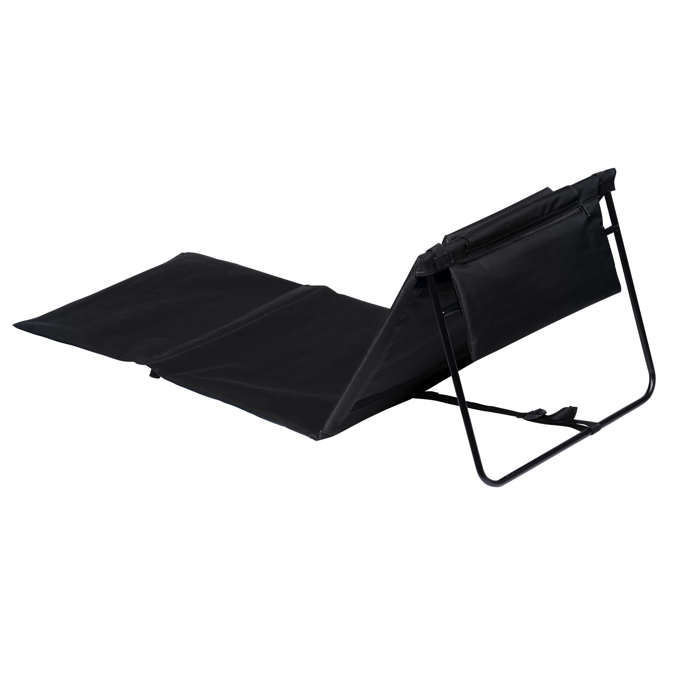 Strandmatte 2er Set klappbar mit verstellbarer Rückenlehne - schwarz - Liegematte faltbar 145 x 48 cm mit Kopfkissen