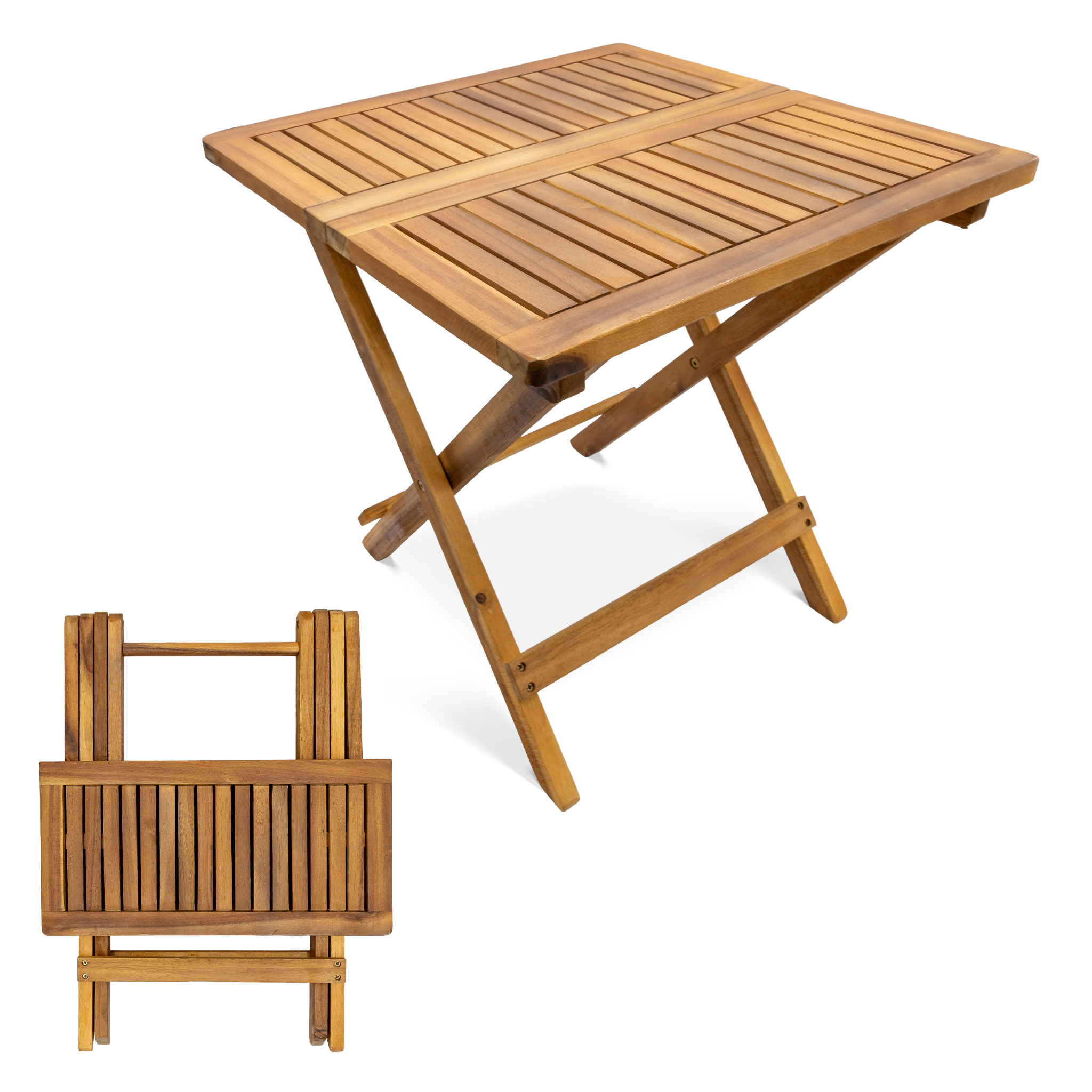 Akazien Holz Garten Tisch geölt - 50 cm - Beistelltisch klappbar