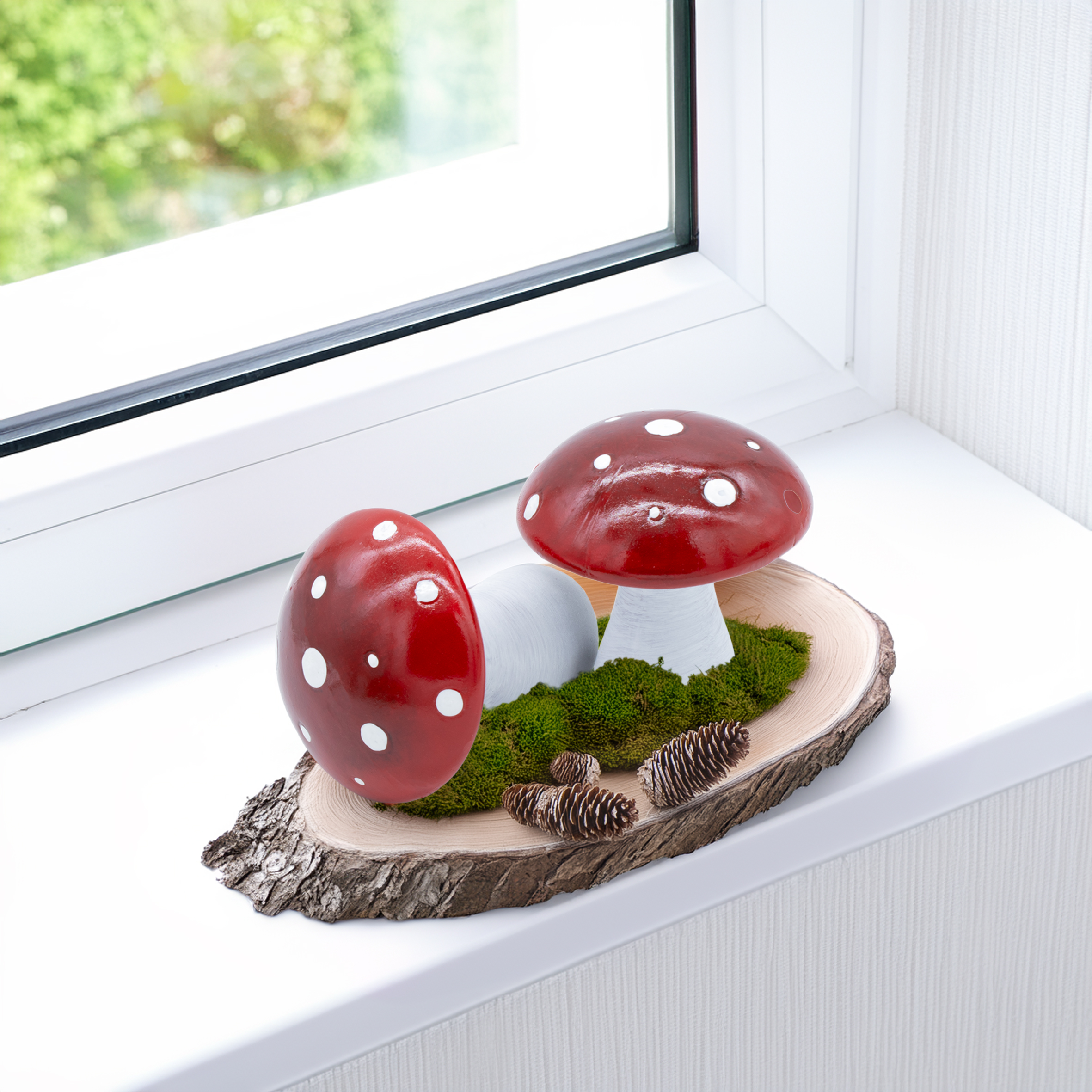 Keramik Fliegenpilz 3er Set rot / weiß - 2x 13 cm / 1x 17 cm - Deko Pilz mit glasiertem Schirm
