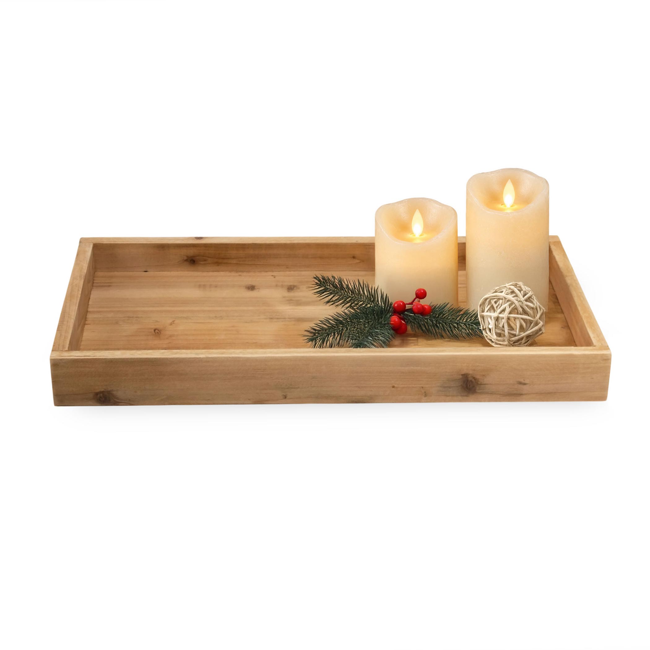 Holztablett natur rechteckig mit hohem Rand - 50 x 25 cm