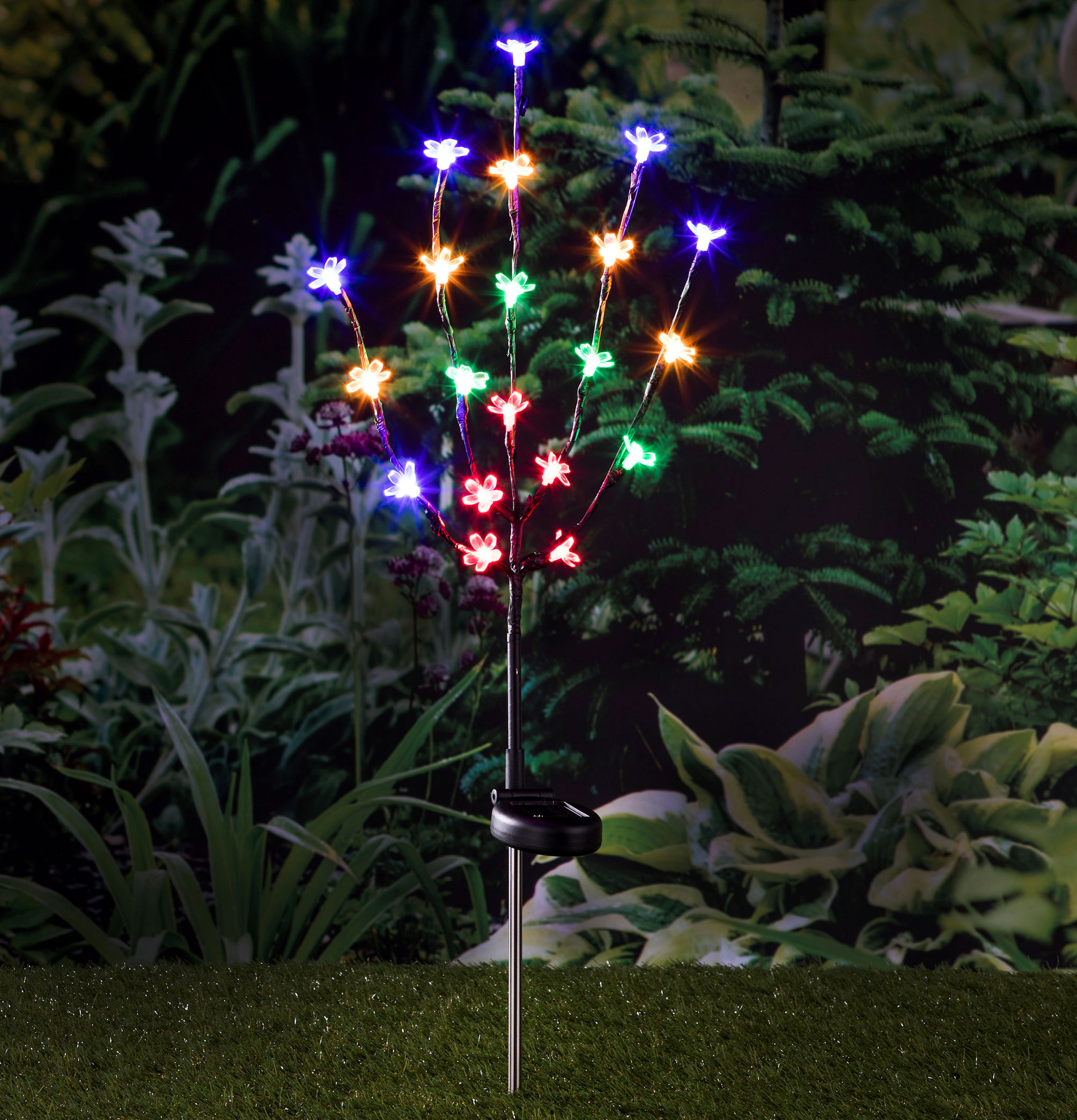 LED Solar Kirschblüten Stecker - 80 cm - Deko Garten Beleuchtung mit 20 bunten LED 