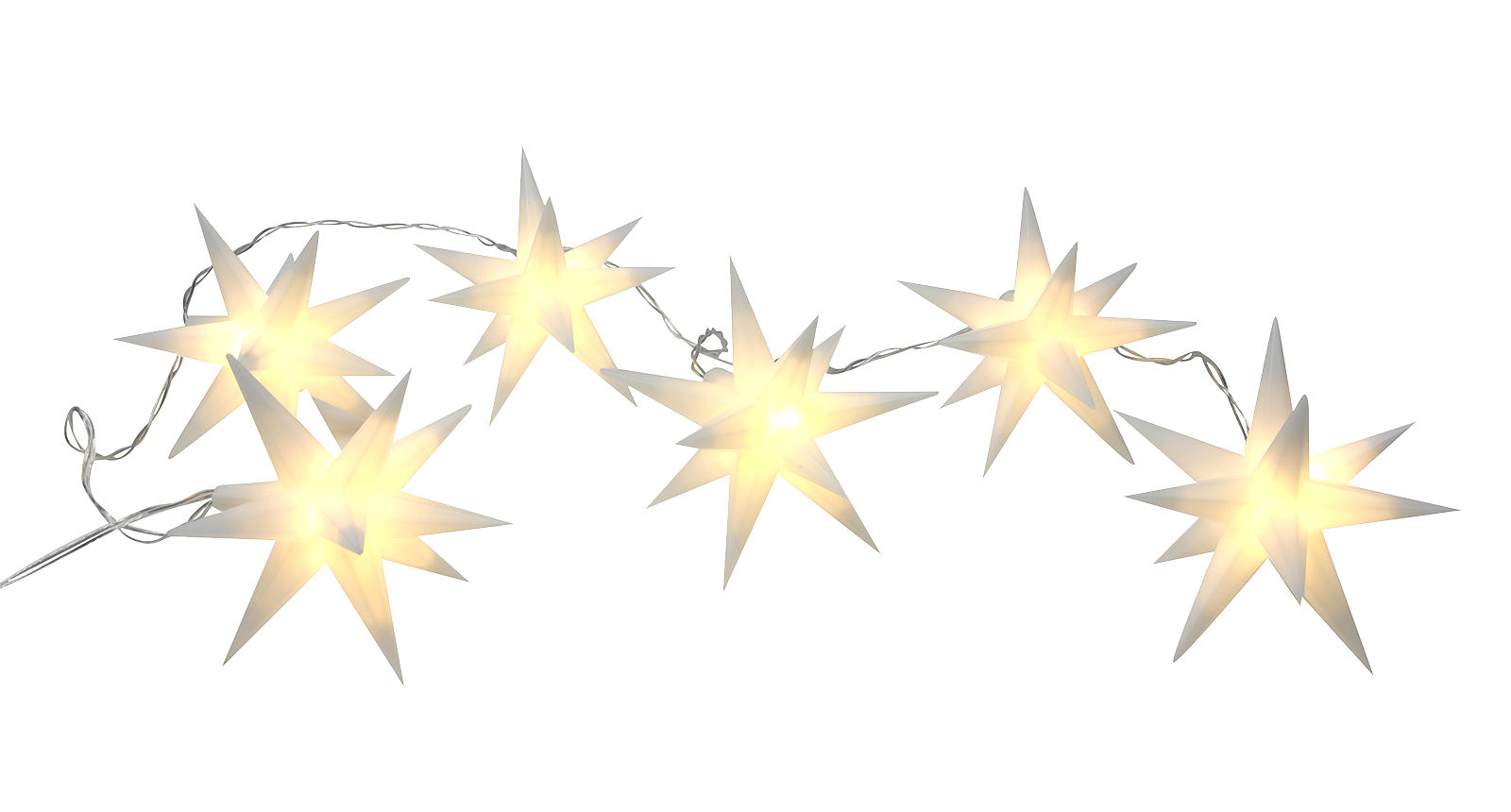 3D Stern Lichterkette mit 6 LED - weiß (150 cm)