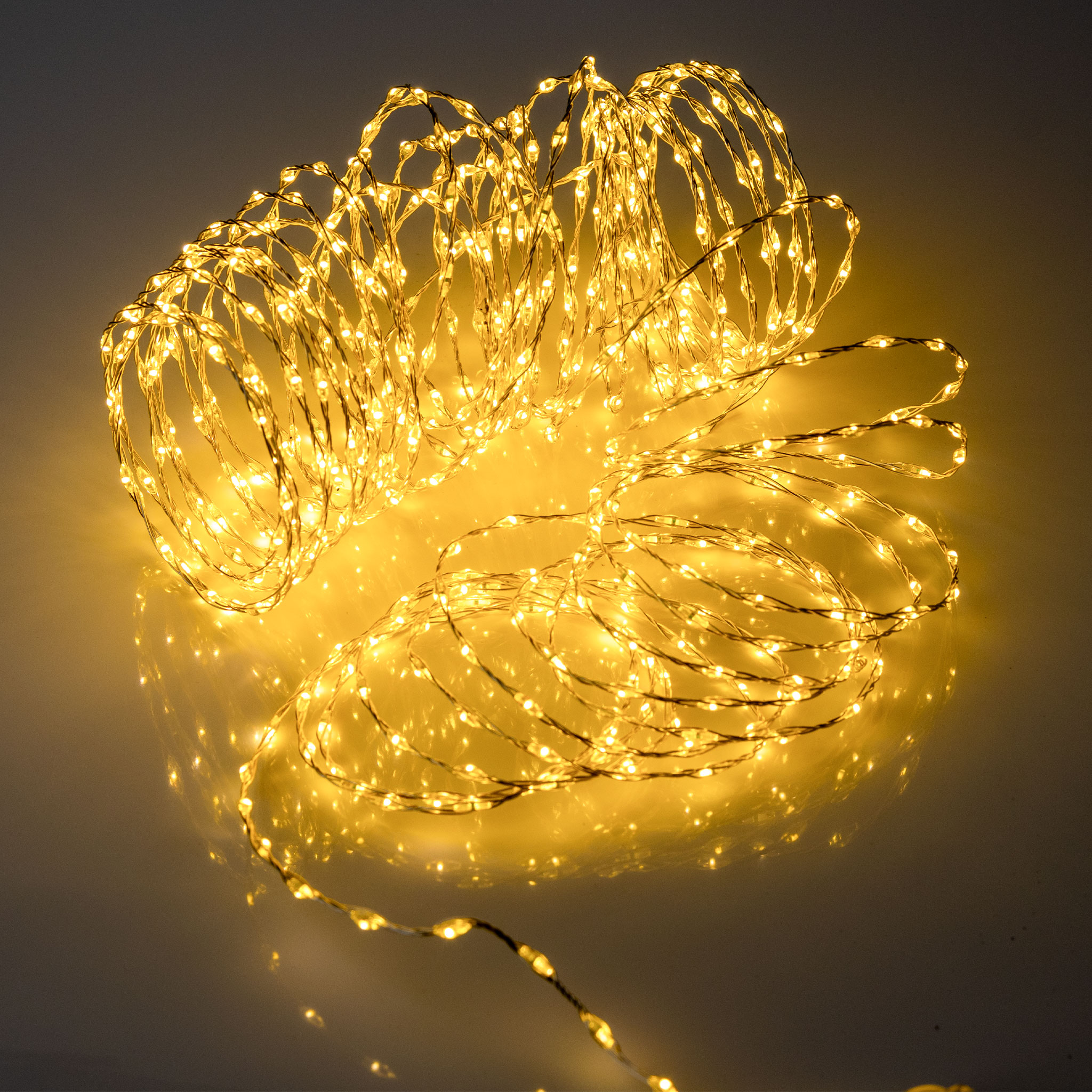 Draht Lichterkette warm weiß extra dicht mit Timer und Funktionen - 567 LED - Leuchtdraht silber 9 m für Außen und Innen mit Netzstecker