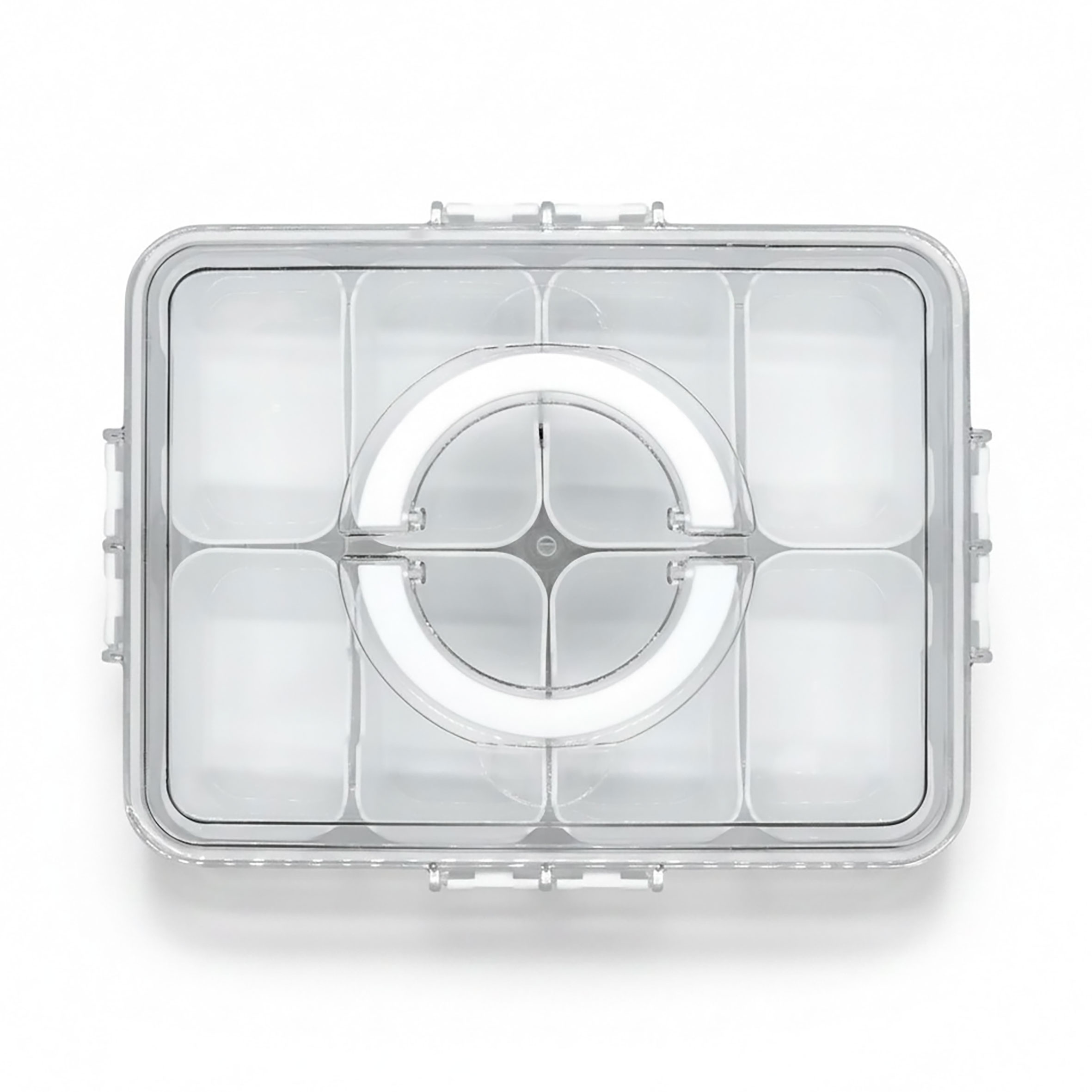 Kunststoff Snackbox auslaufsicher mit 8 Schalen und Deckel - 31 x 24 cm - Snack Transportbox luftdicht mit 8 Fächern