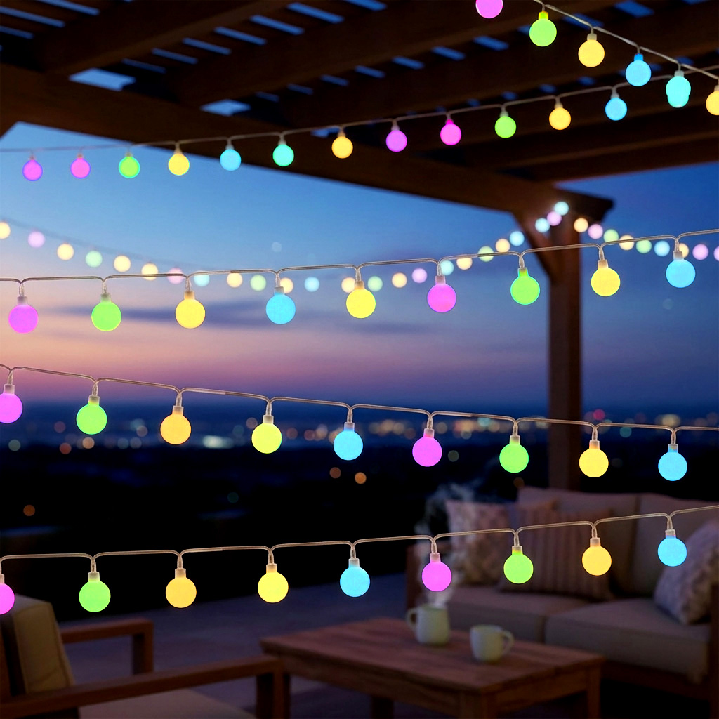 LED Lichterkette 290 cm für Außen und Innen 30 mini Kugeln mit Timer - soft bunt - Kugellichterkette batteriebetrieben mit 8 Funktionen