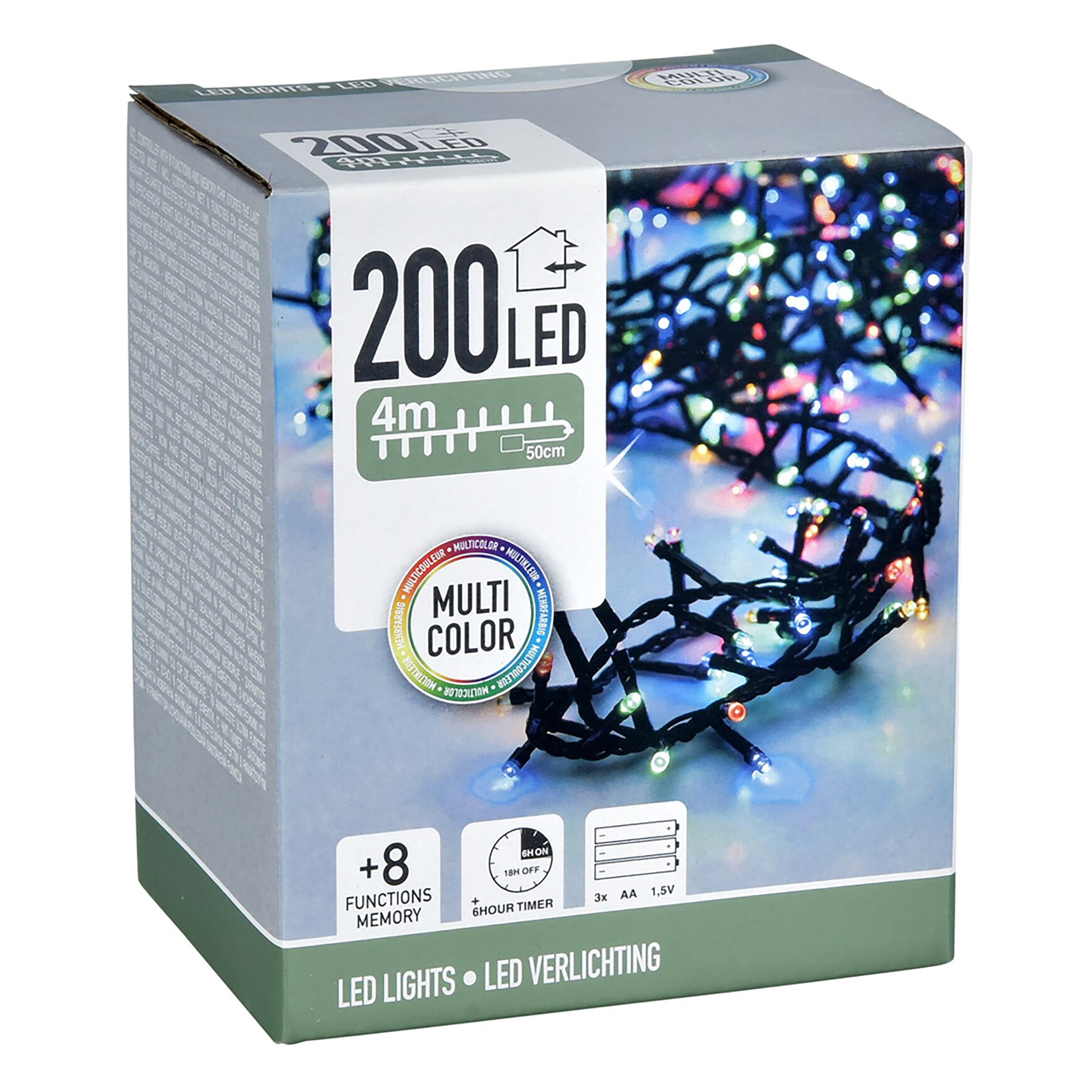 LED Lichterkette mit 8 Leuchtfunktionen - 200 LED auf 4m - Weihnachts Beleuchtung mit Speicherchip