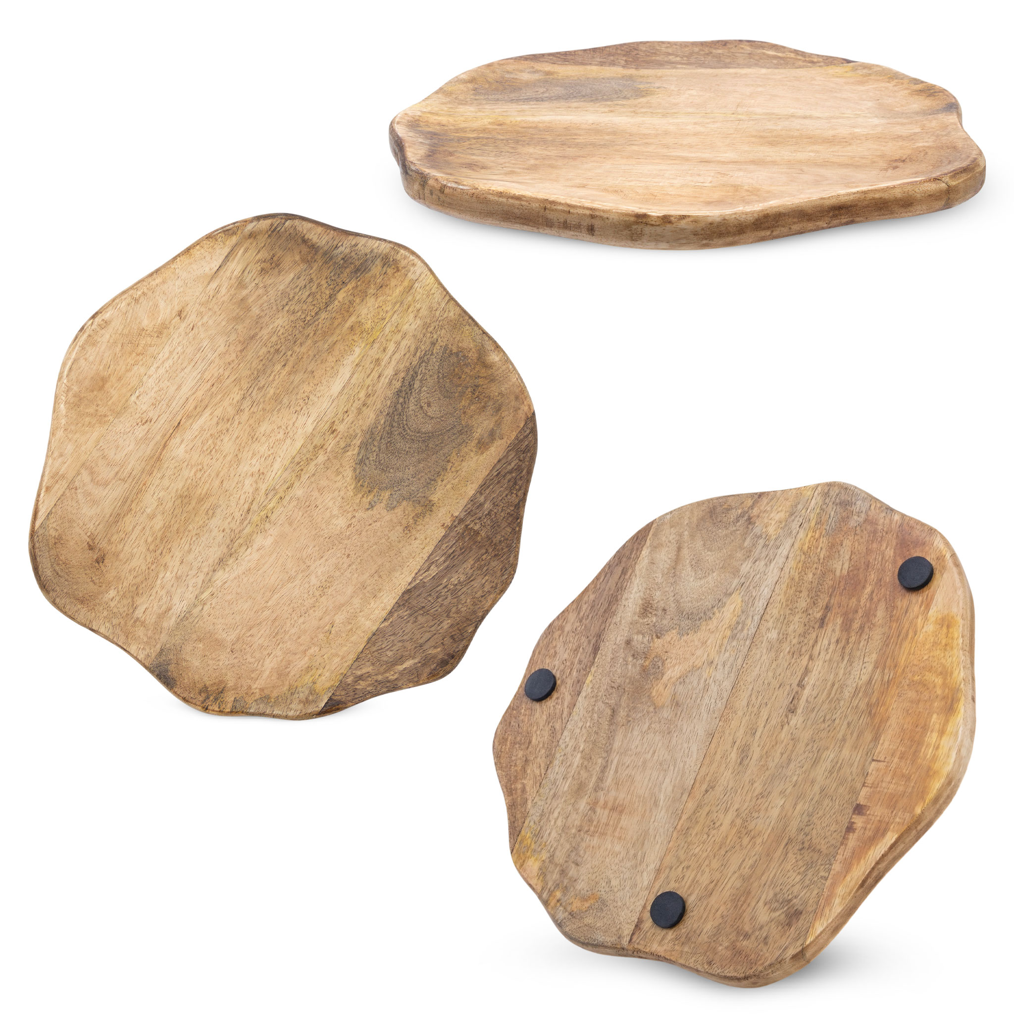 Mango Servierplatte lebensmittelecht mit Naturkante - 30 cm - Holz Tablett rustikal mit natürlicher Form