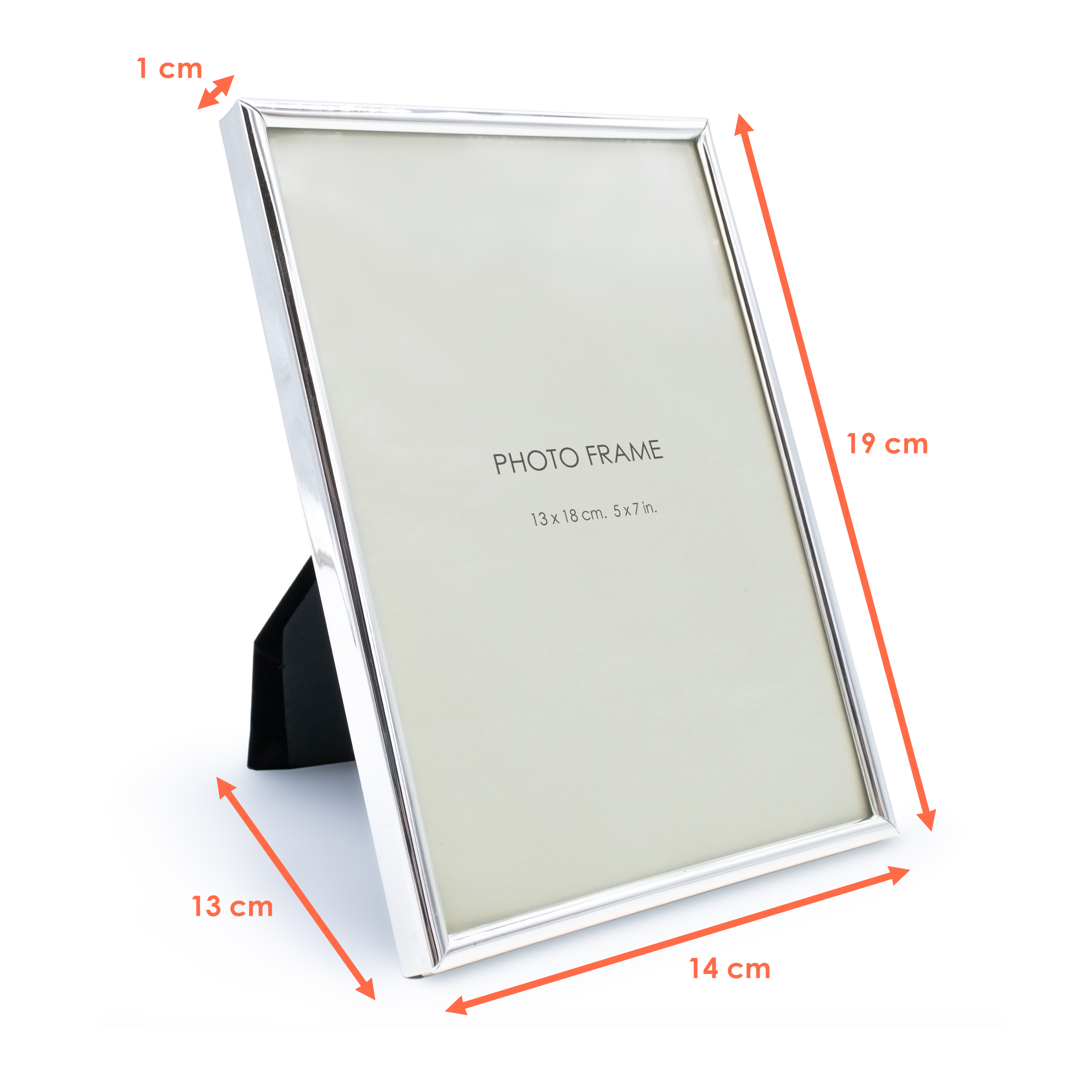 Fotorahmen zum Stellen aus Metall in silber - für 13 x 18 cm - Gerundeter Bilderrahmen rechteckig für Hoch- und Querformat Fotos