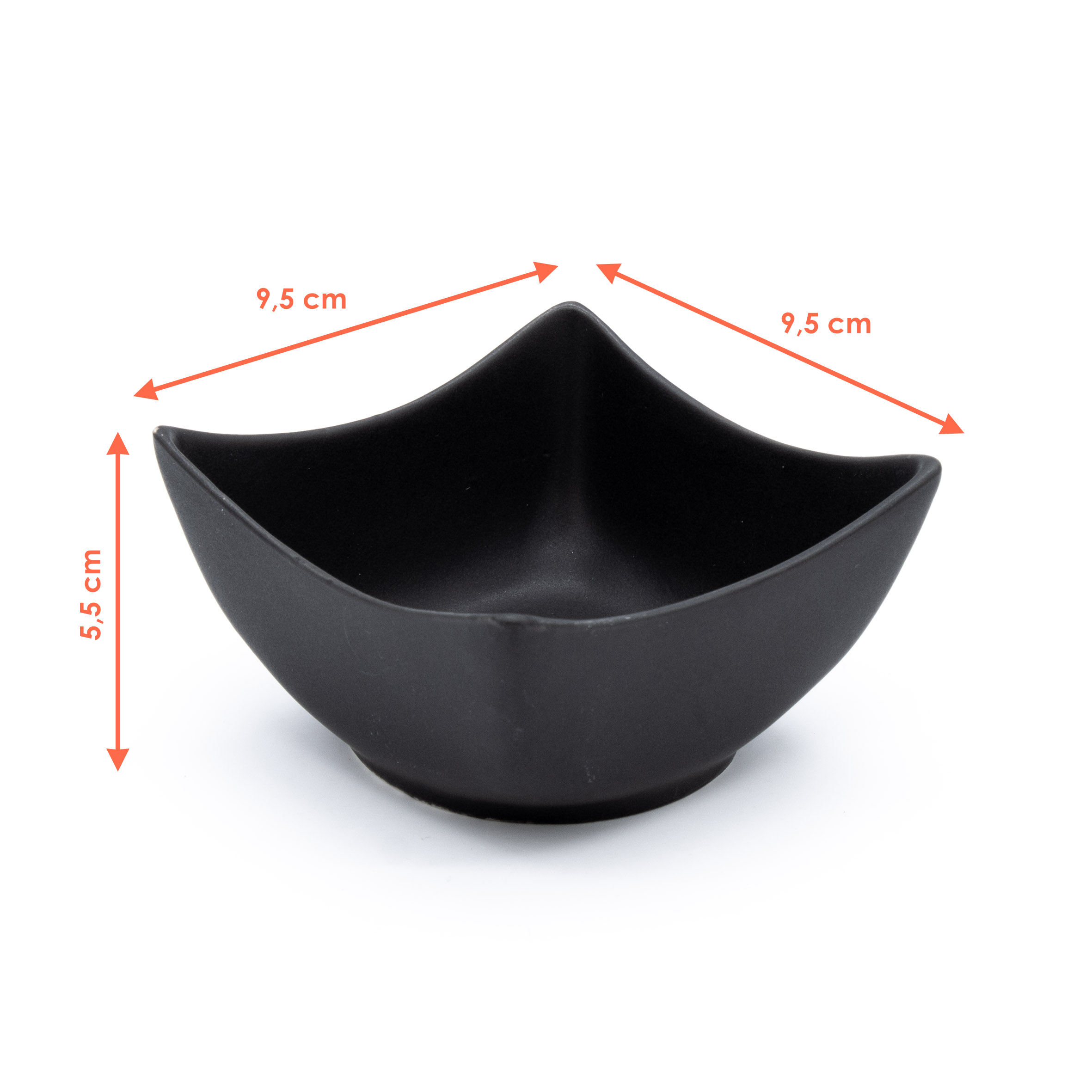 Keramik Dip Schale eckig schwarz matt - 6er Set - Snack Saucen Schüssel