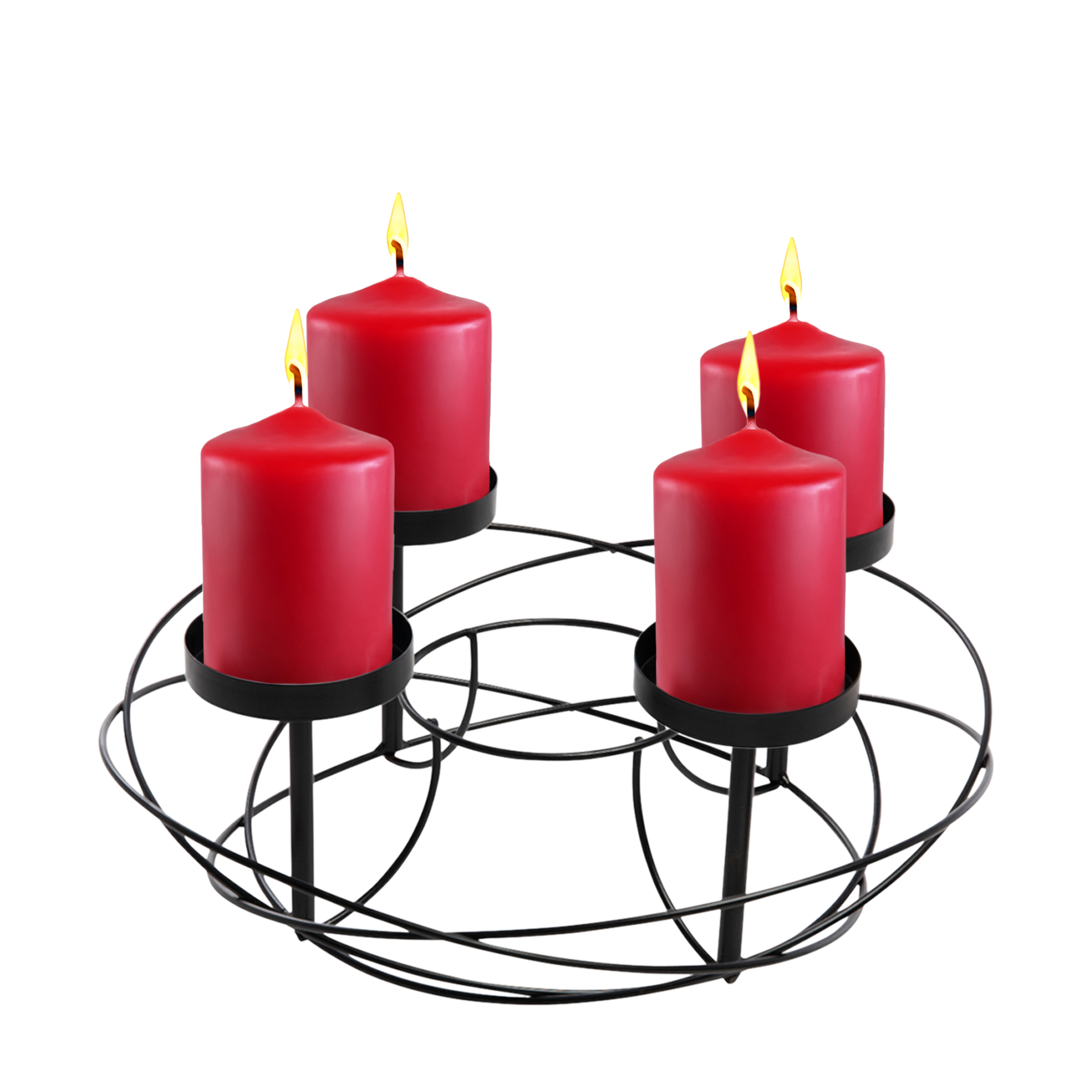 Moderner Adventskranz aus Metall in schwarz für 4 Stumpen- oder Kugelkerzen ca. 37 cm Durchmesser