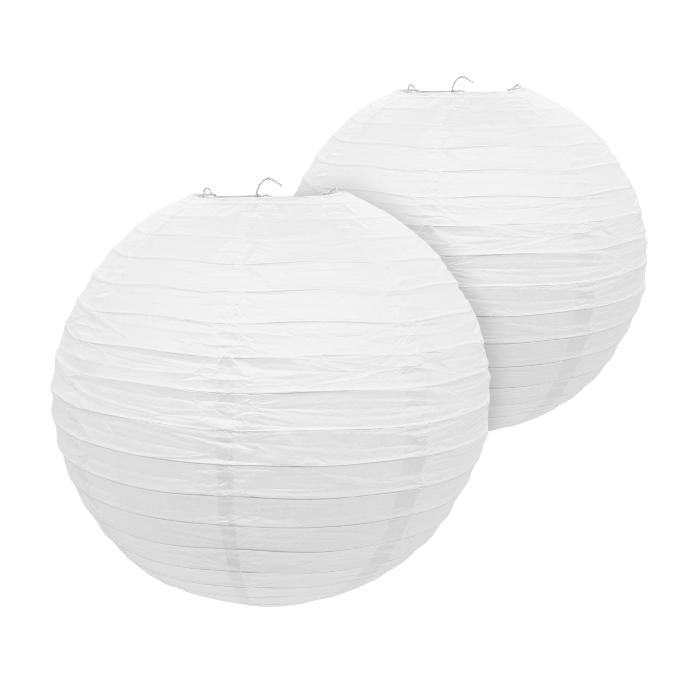 Papier Lampion in weiß zum Hängen - 2er Set / Ø 30 cm - Deko Papierlaterne im Bamboo Style