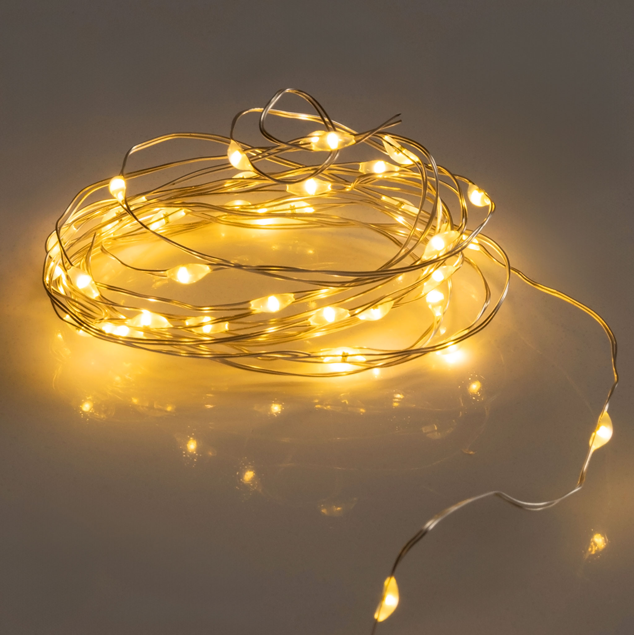 Draht Lichterkette 40 LED / 195 cm - warm weiß - Deko Beleuchtung für Außen und Innen