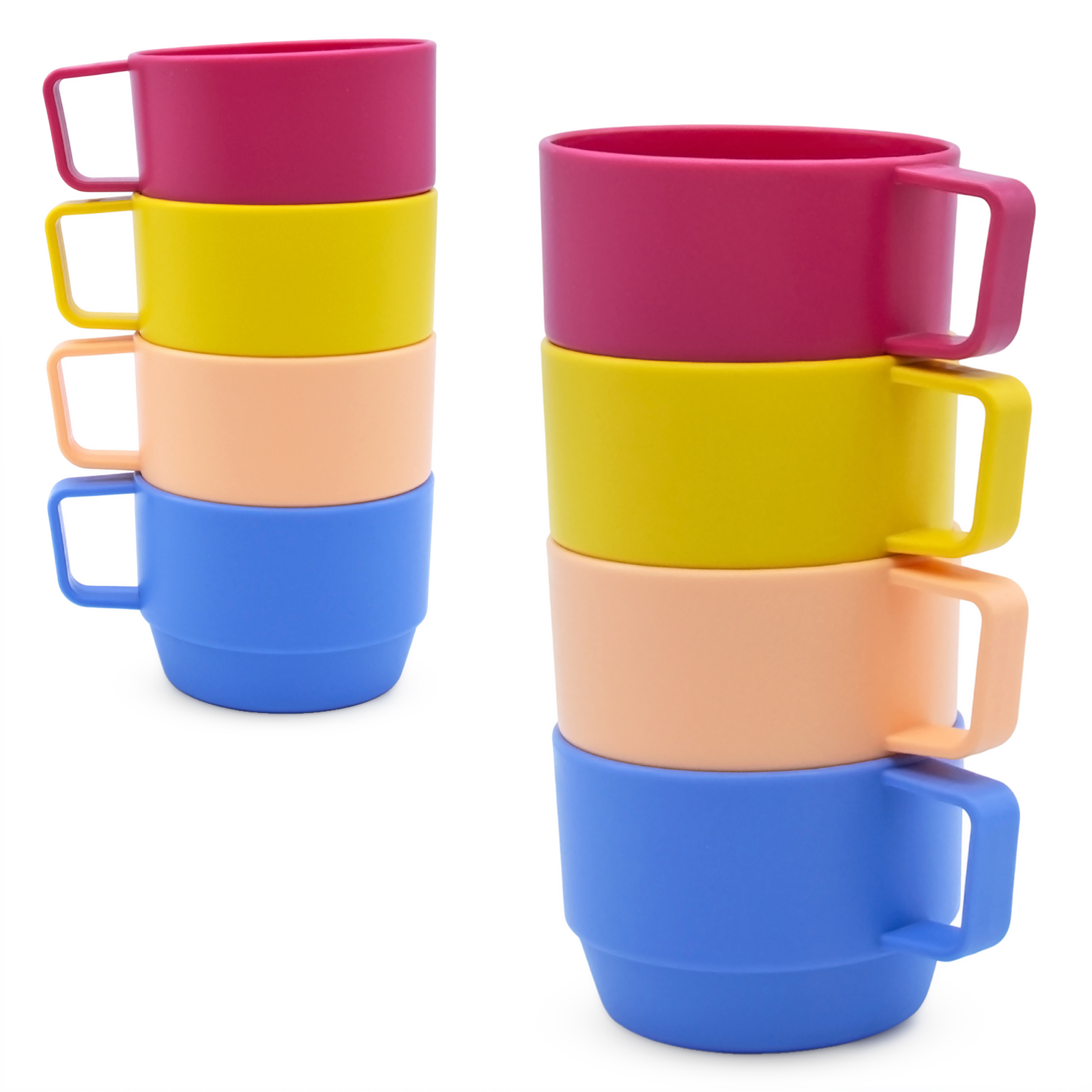 Mehrweg Kunststoff Becher 8er Set bunt spülmaschinenfest - 300 ml - Camping Tasse bruchsicher mehrfach wiederverwendbar