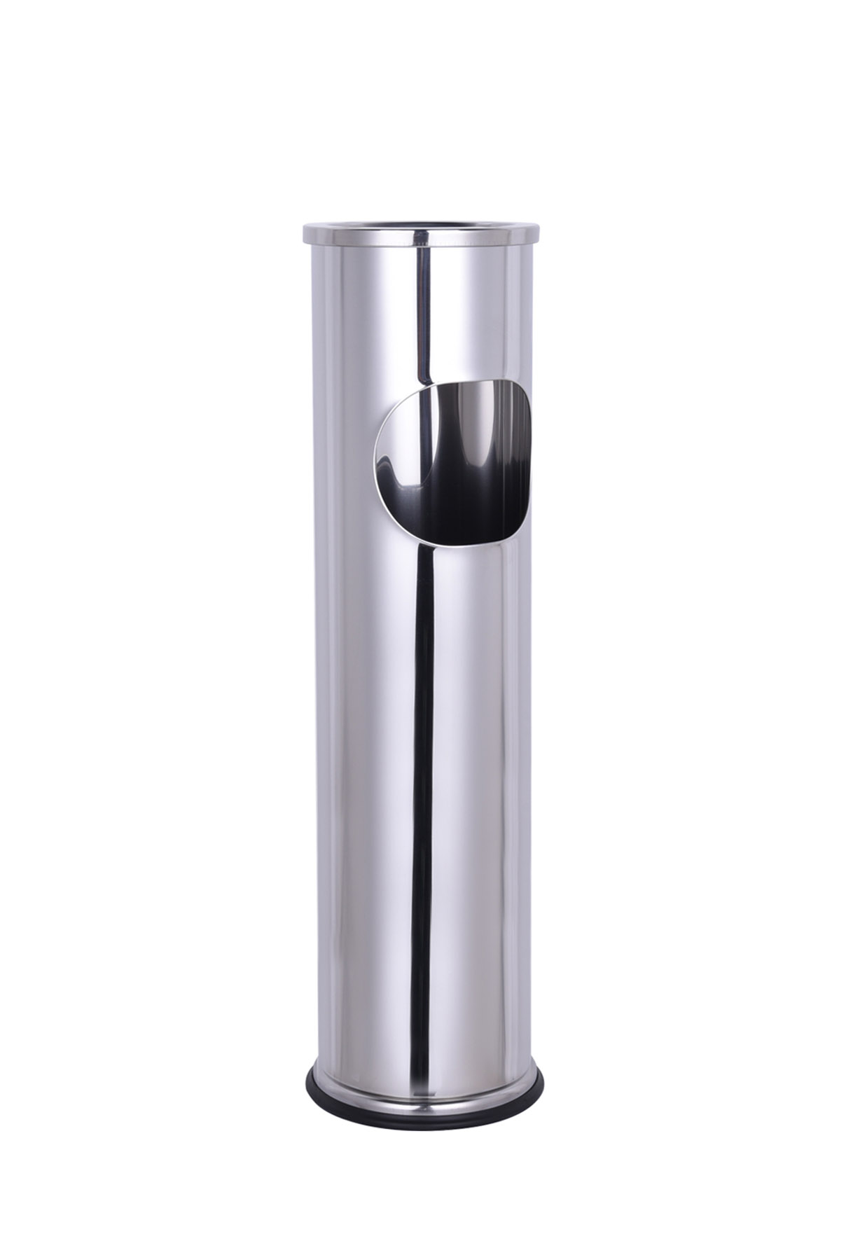 Edelstahl Stand Aschenbecher - 56 x 14 cm - mit integriertem Mülleimer